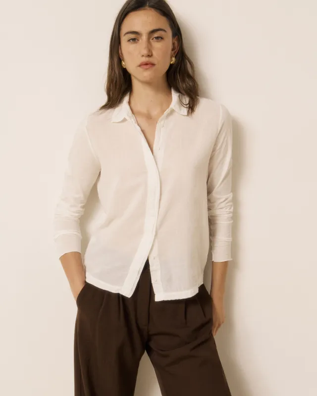 Chemise Femme en Coton Double Face Ecru Tahina made by Hartford
