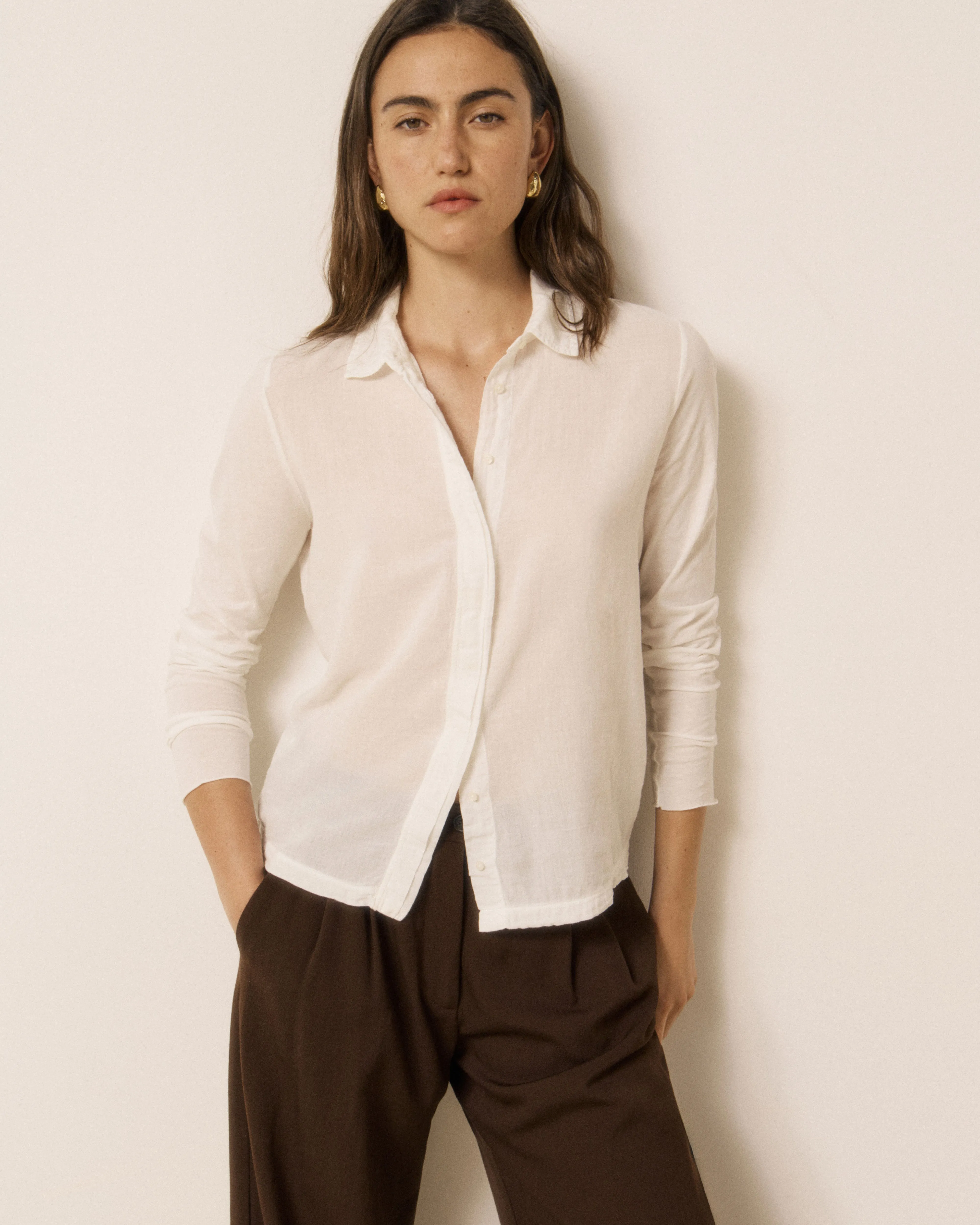 Chemise Femme en Coton Double Face Ecru Tahina sold by Hartford