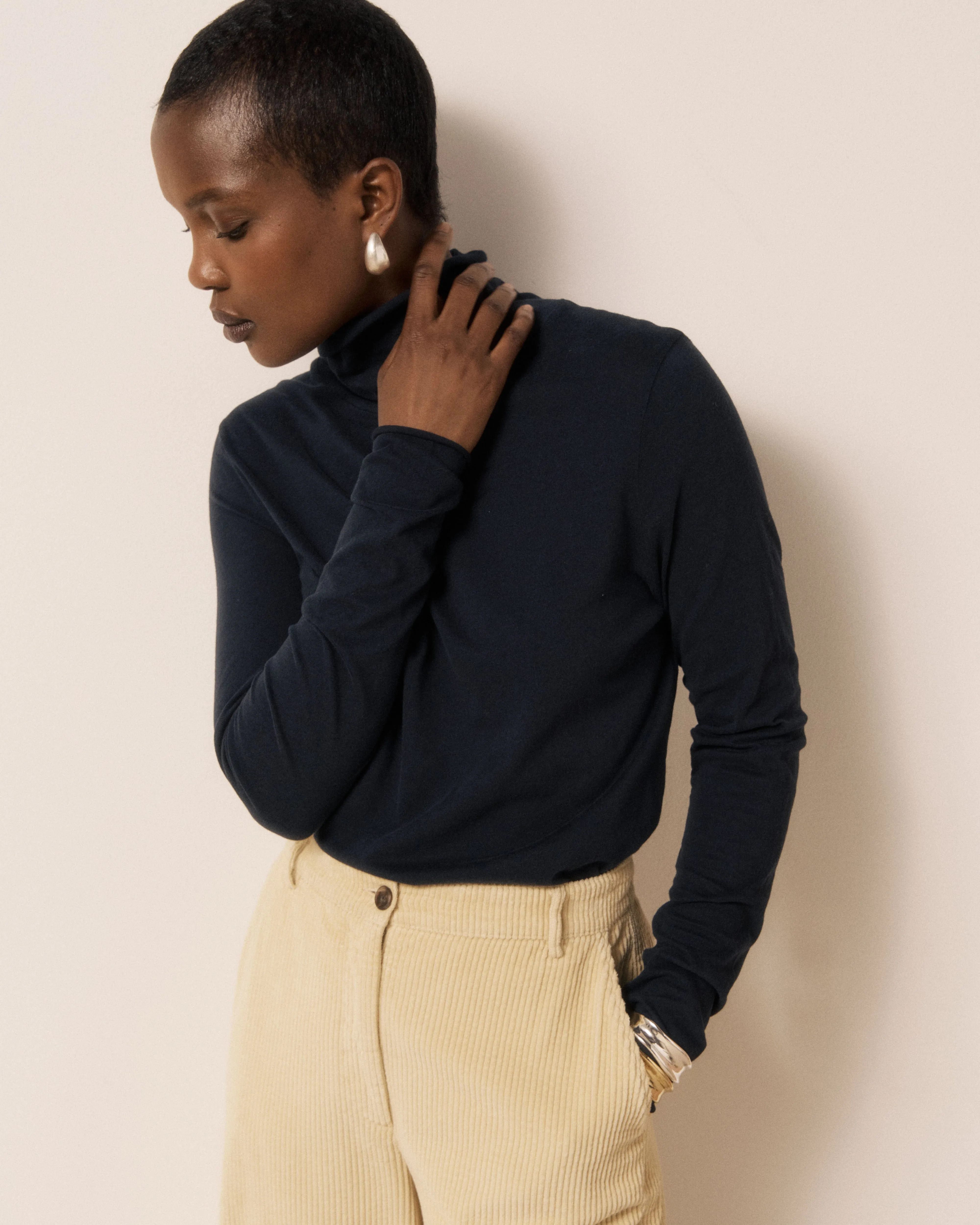T-shirt Femme en Coton & Modal Bleu Nuit Typhan sold by Hartford