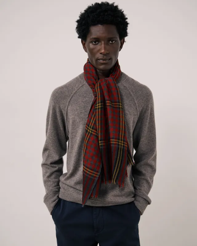 Echarpe Homme en Laine à Carreaux Tartan Rouge Tartan made by Hartford