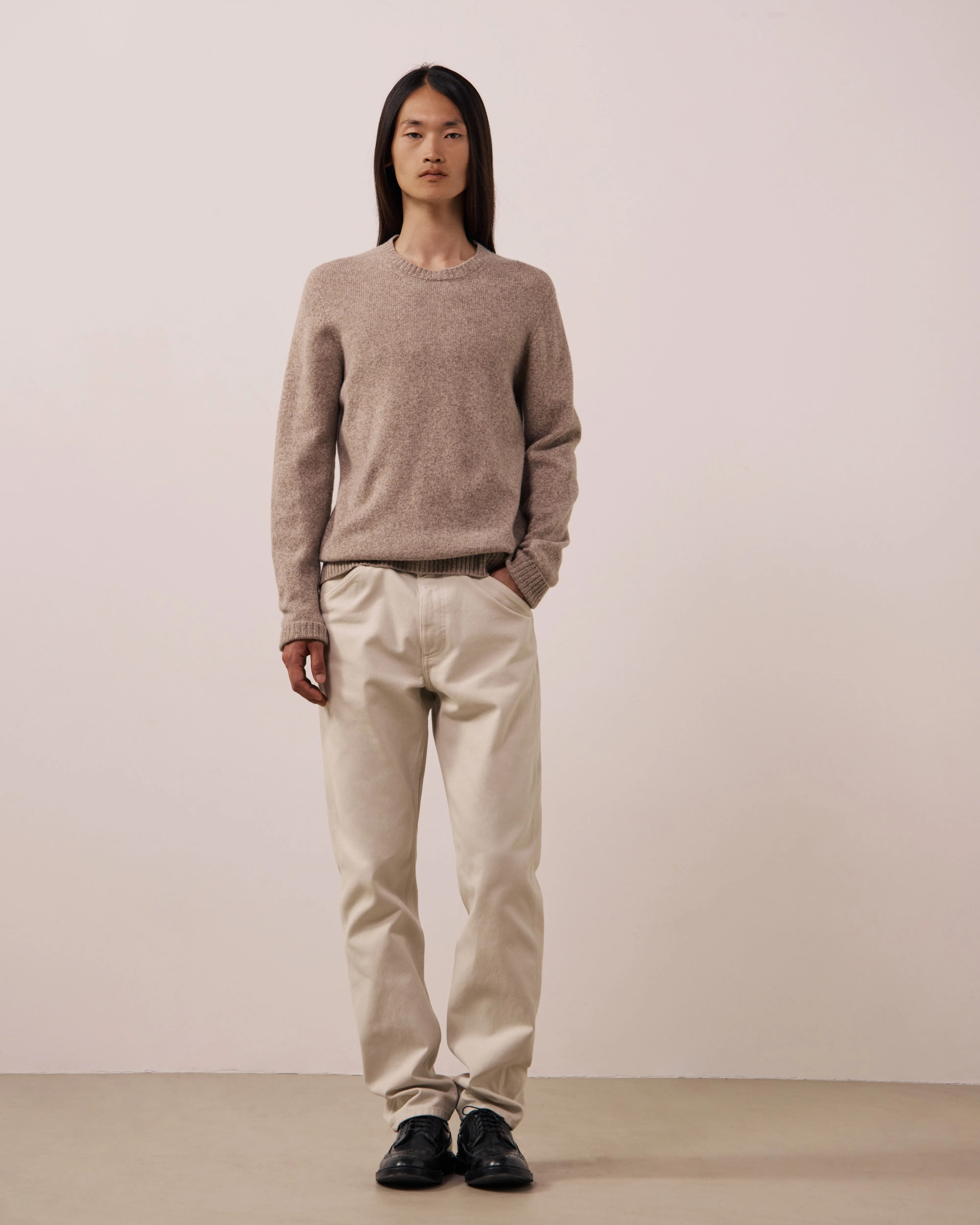 Pull Homme en Laine Mérinos Extrafine Tabac Seamless Crew sold by Hartford product image thumbnail 3
