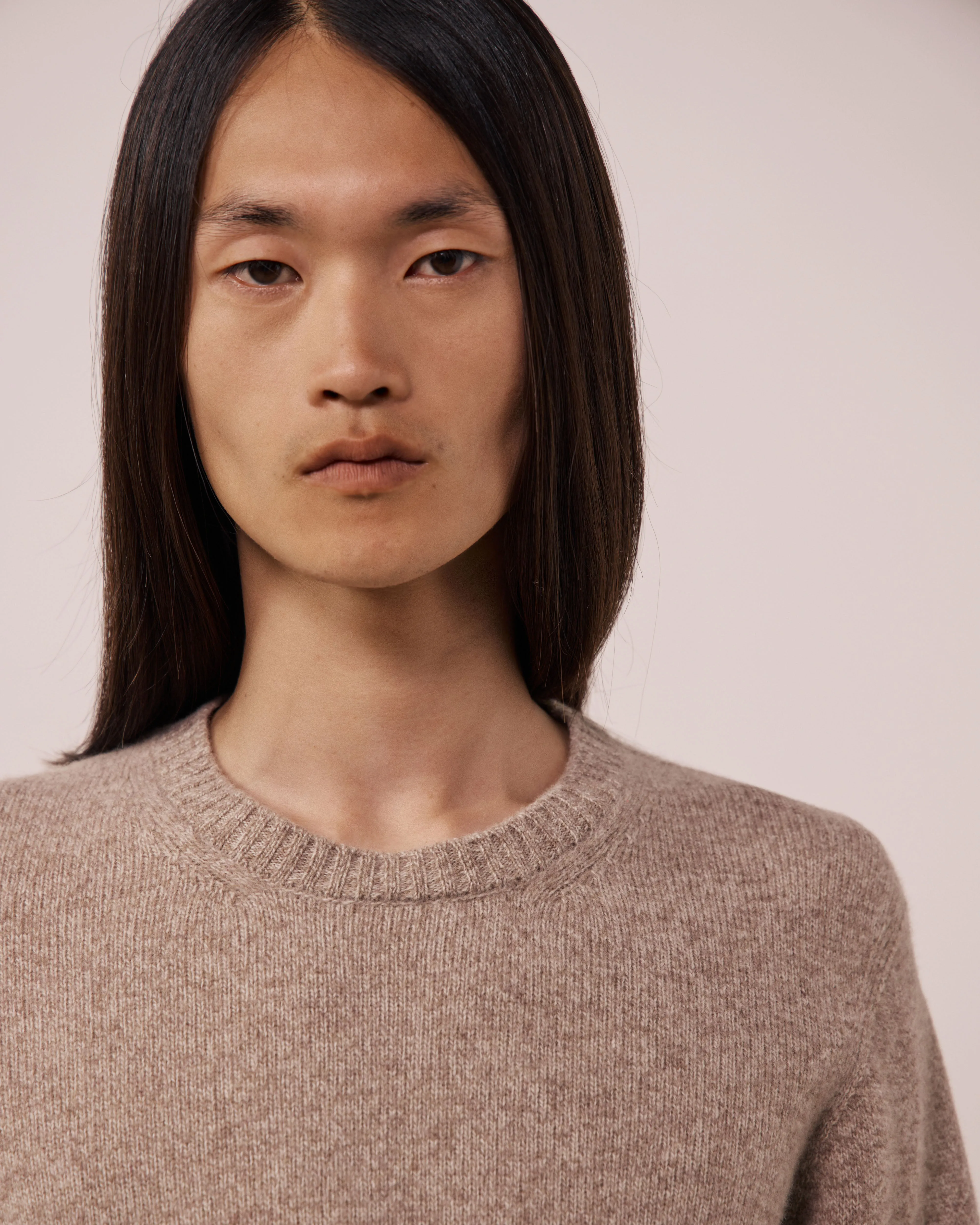 Pull Homme en Laine Mérinos Extrafine Tabac Seamless Crew sold by Hartford product image thumbnail 4
