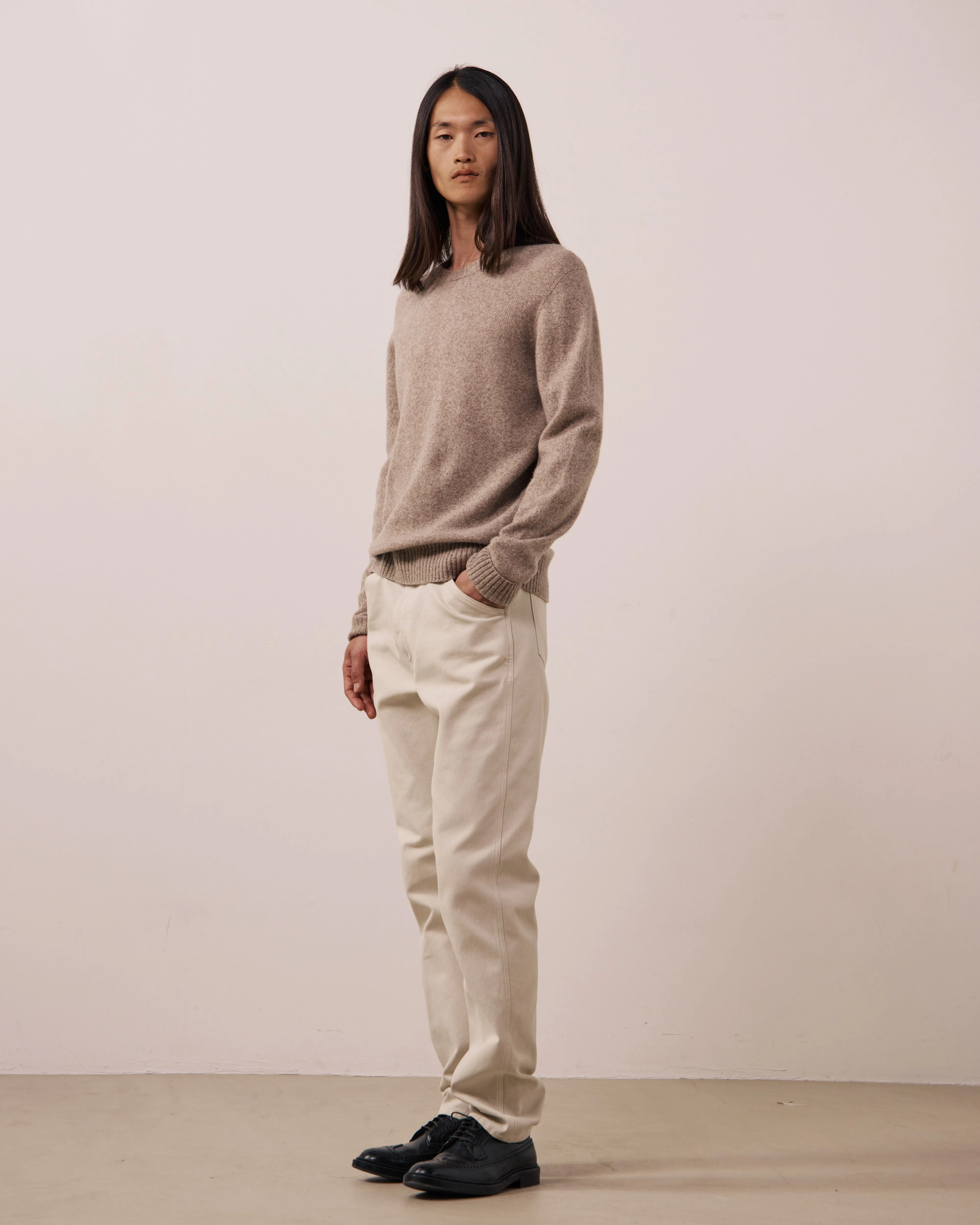 Pull Homme en Laine Mérinos Extrafine Tabac Seamless Crew sold by Hartford product image thumbnail 2