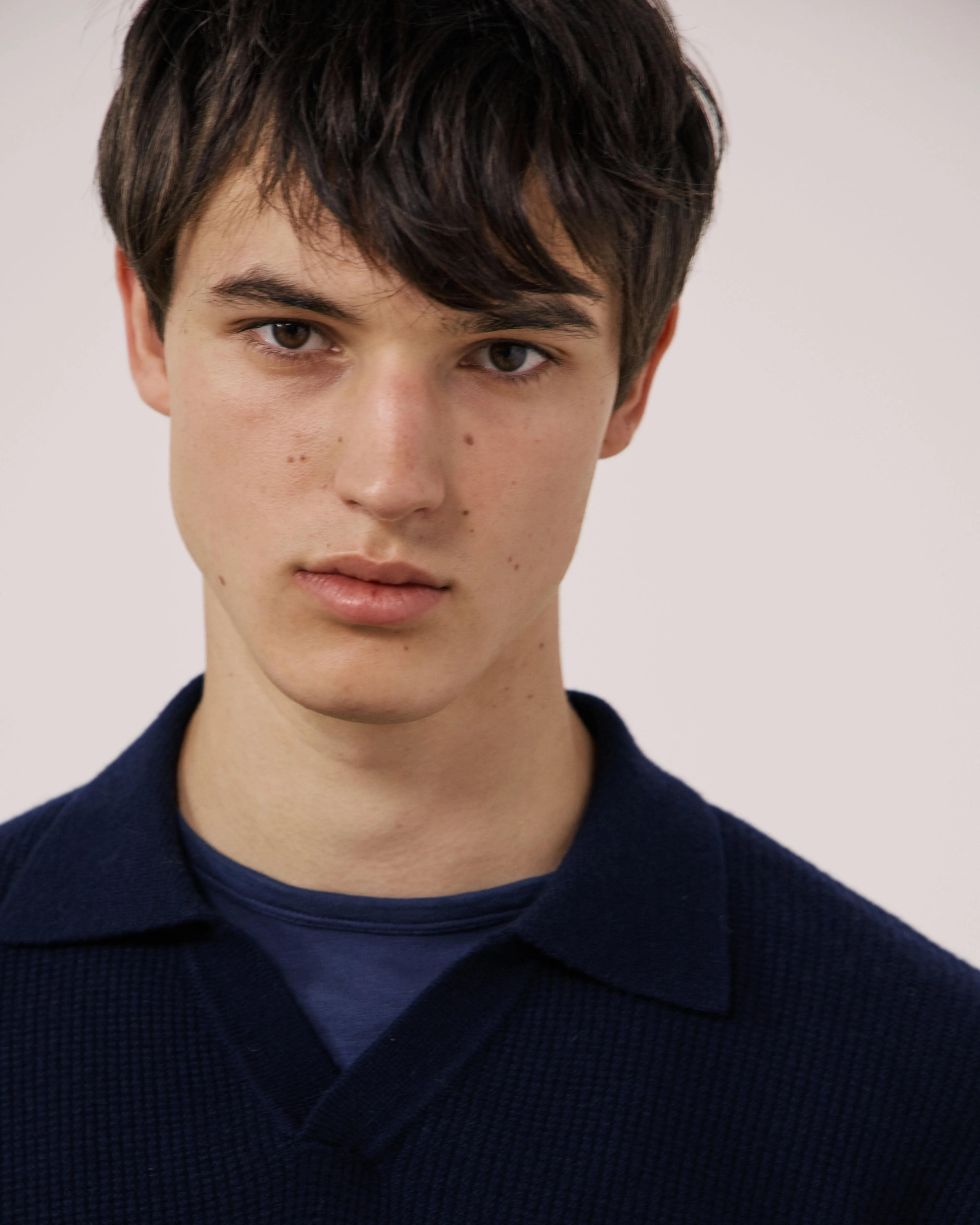 Pull Homme en Laine & Cachemire Gaufré Bleu Marine Polo sold by Hartford product image thumbnail 4