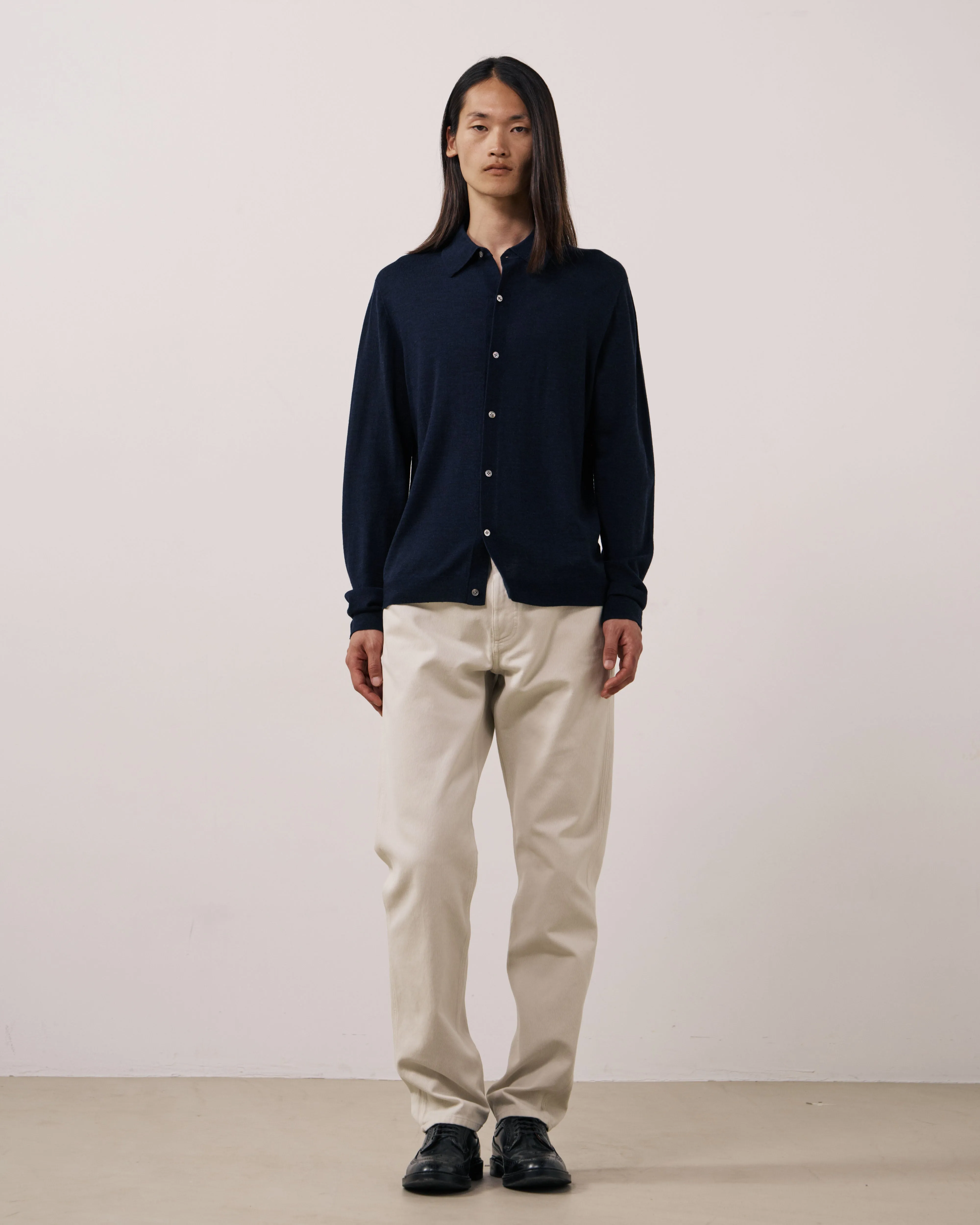 Pull Homme en Laine Extrafine Bleu Marine Merino Polo sold by Hartford product image thumbnail 2
