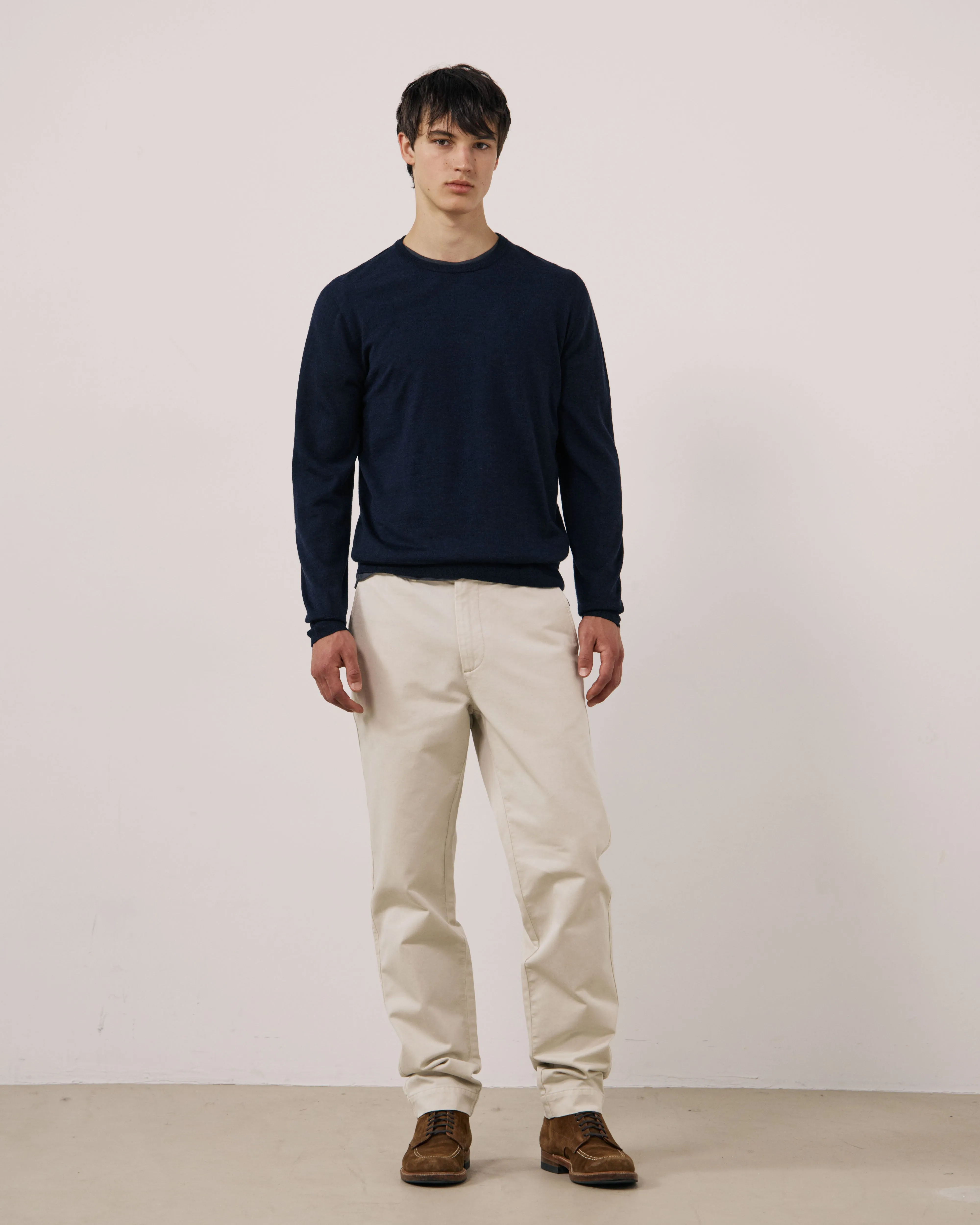 Pull Homme en Laine Extrafine Bleu Marine Merino Crew sold by Hartford product image thumbnail 5