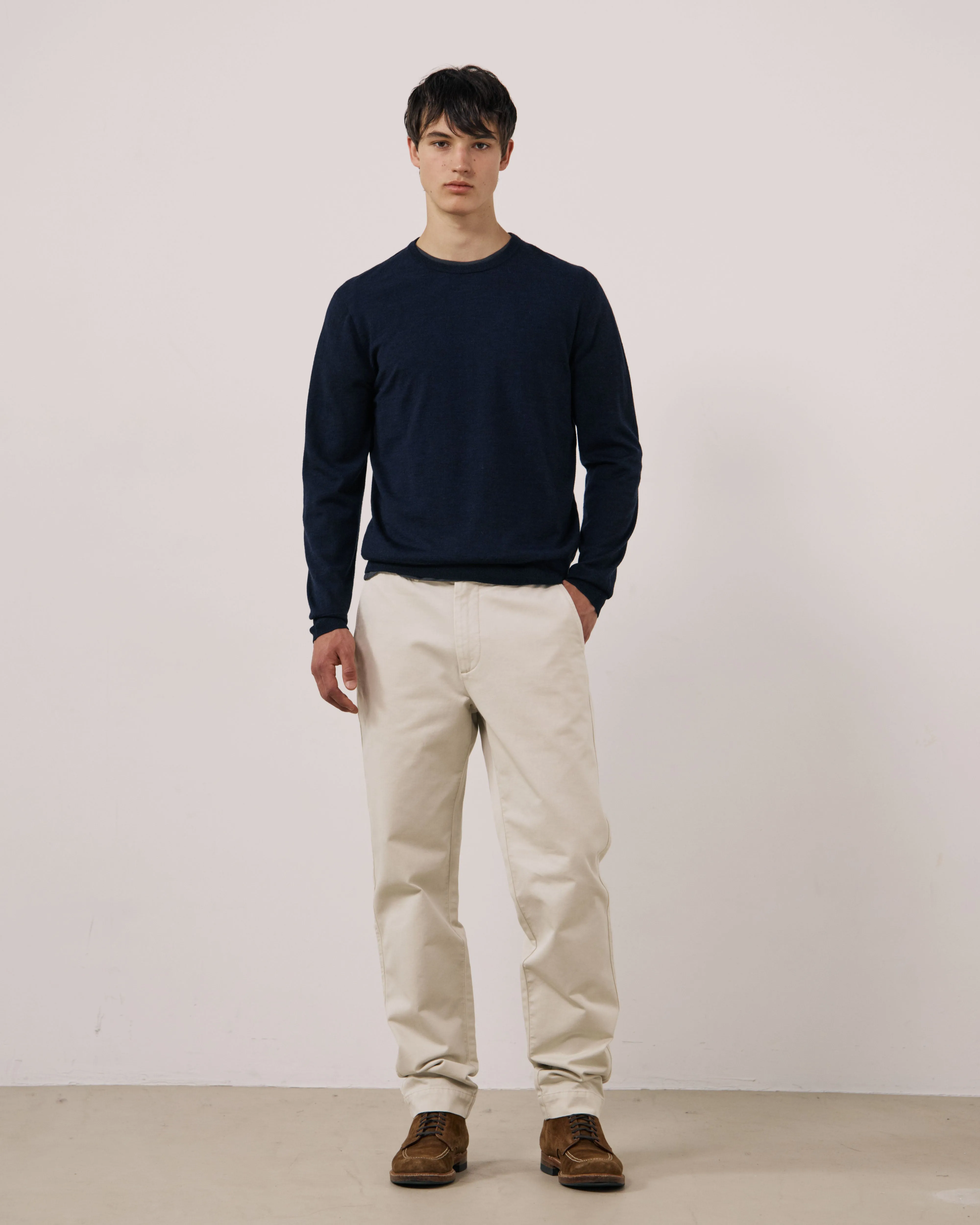 Pull Homme en Laine Extrafine Bleu Marine Merino Crew sold by Hartford product image thumbnail 2