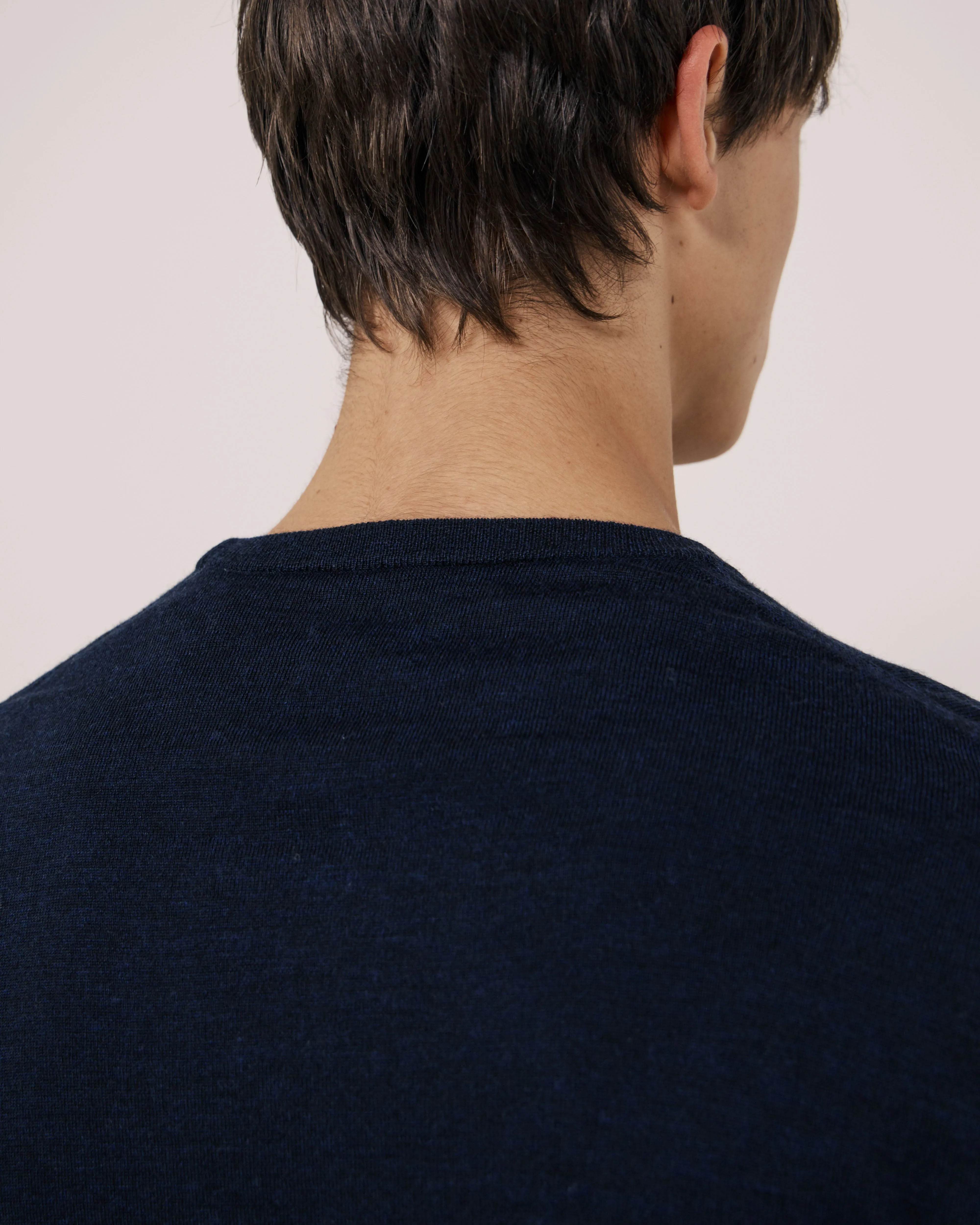 Pull Homme en Laine Extrafine Bleu Marine Merino Crew sold by Hartford product image thumbnail 4