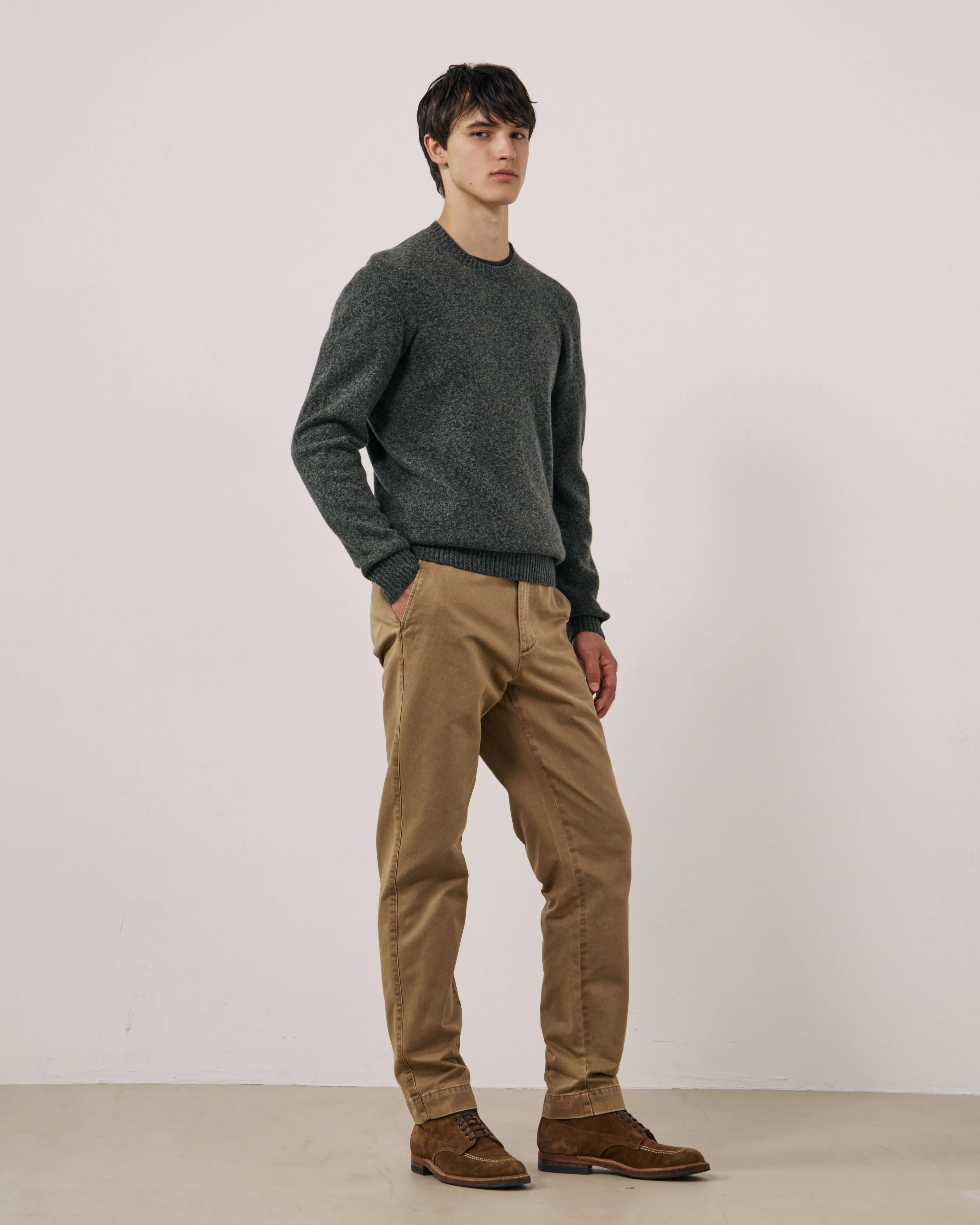 Pull Homme en Laine Mérinos Extrafine Vert Camo Seamless Crew sold by Hartford product image thumbnail 5