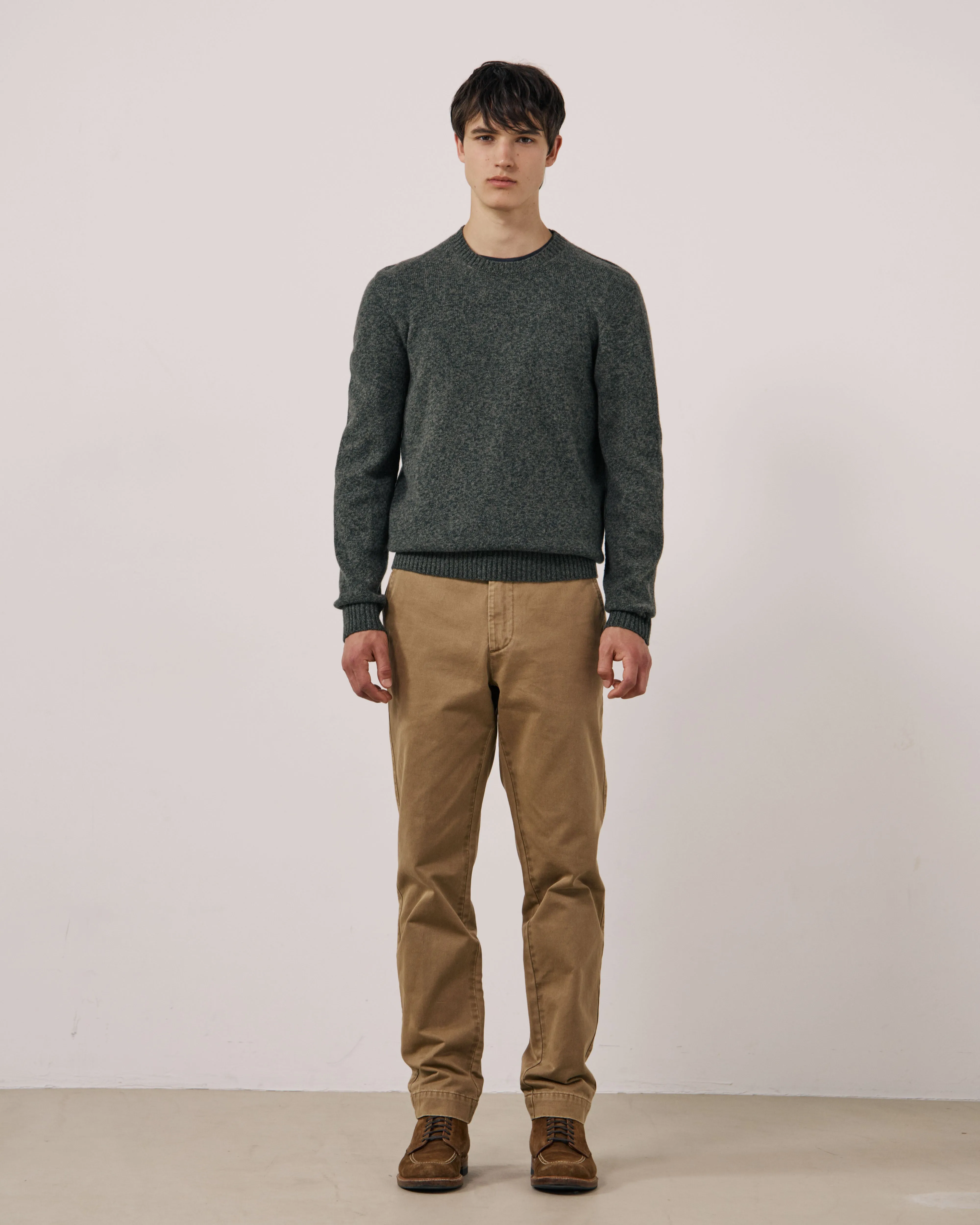 Pull Homme en Laine Mérinos Extrafine Vert Camo Seamless Crew sold by Hartford product image thumbnail 2