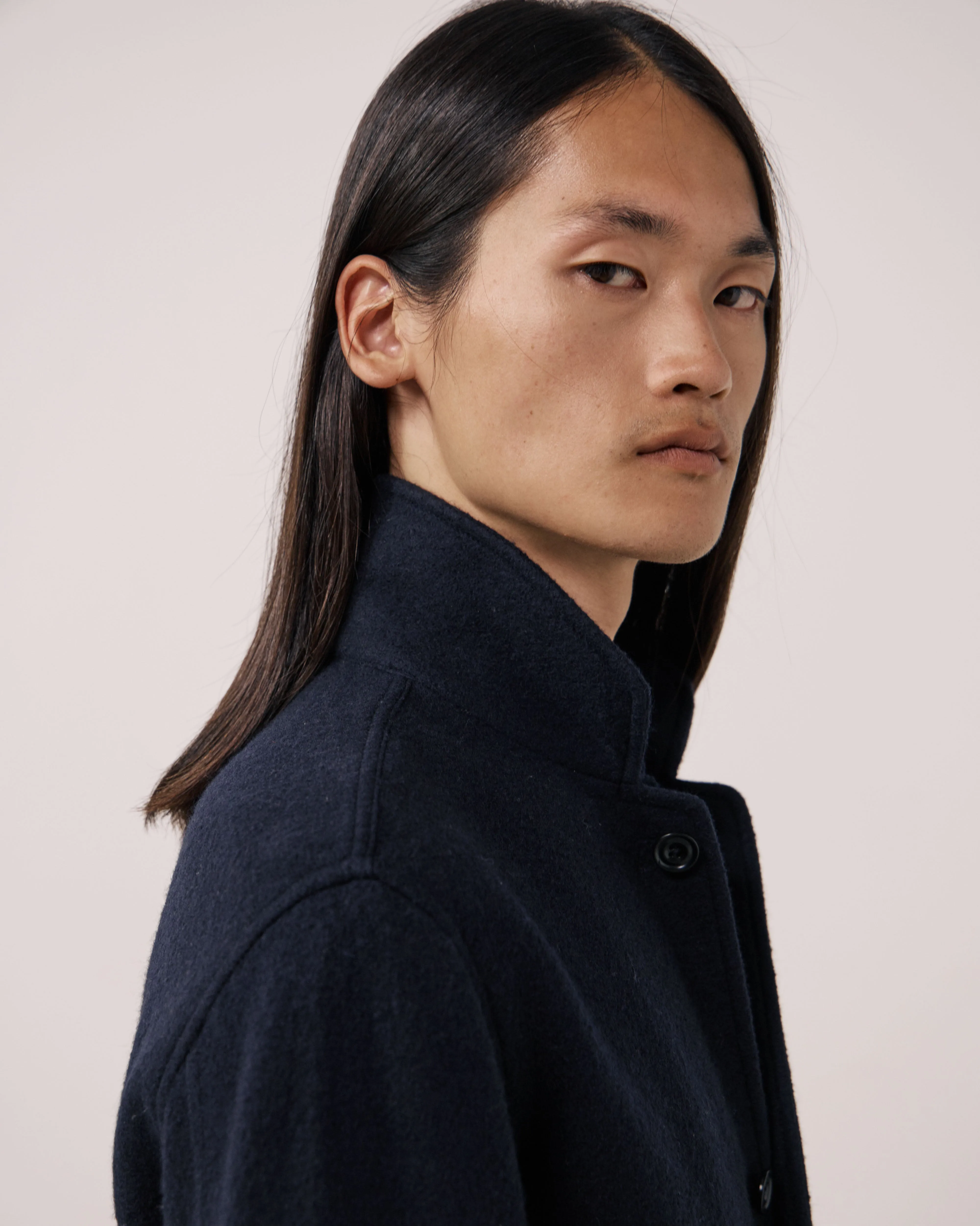 Veste Homme en Laine Bouillie Bleu Marine sold by Hartford product image thumbnail 4