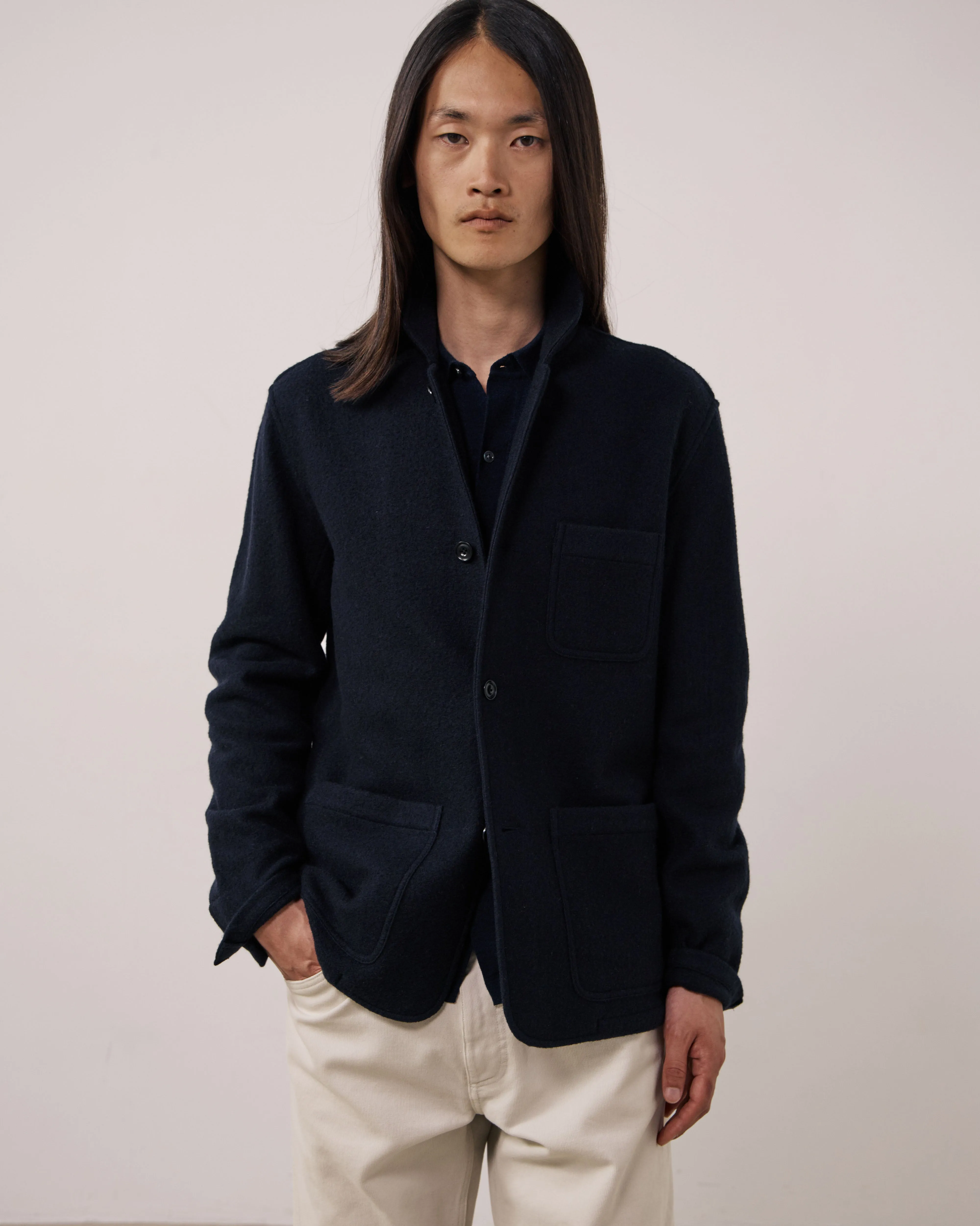 Veste Homme en Laine Bouillie Bleu Marine sold by Hartford product image thumbnail 2