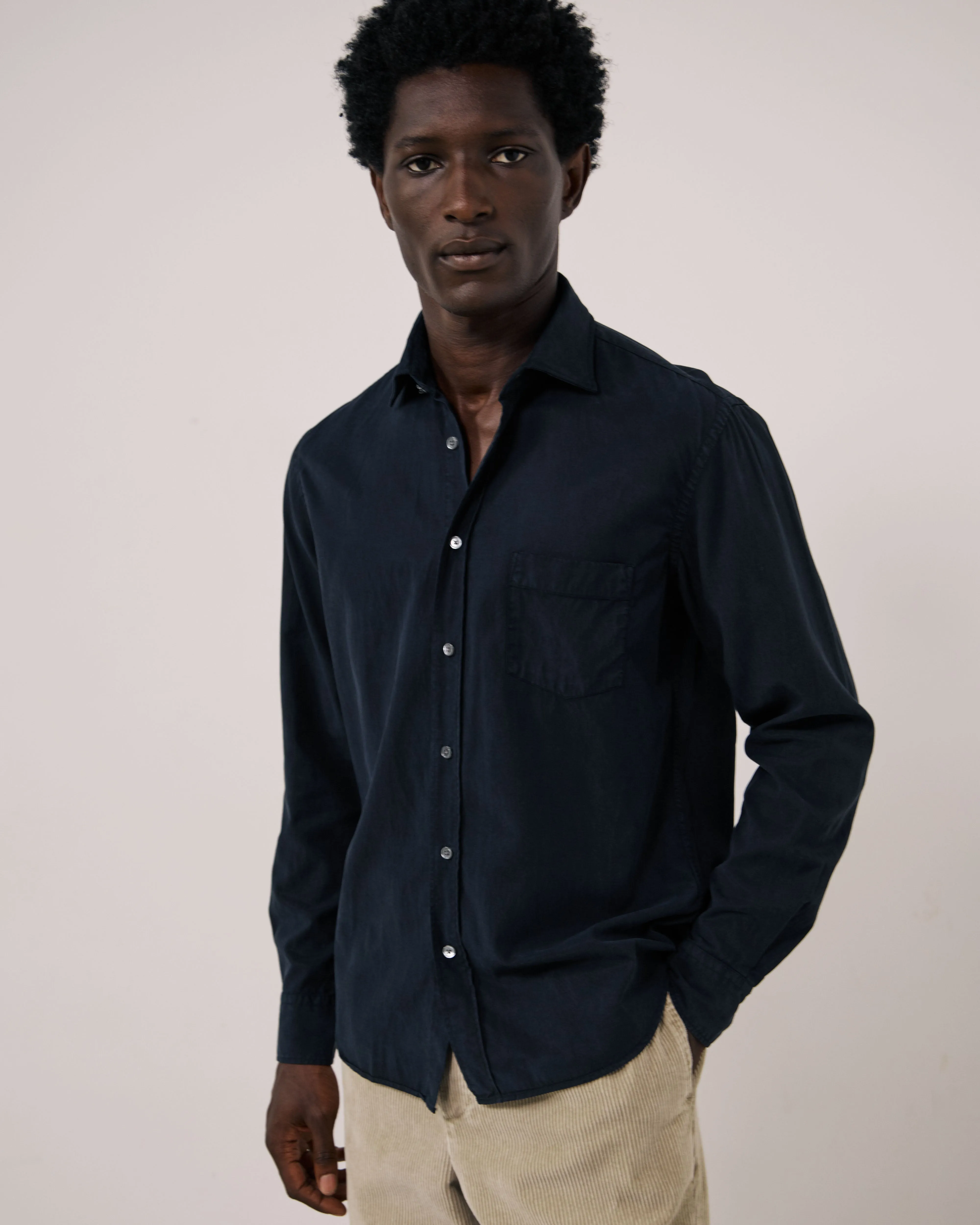 Chemise Homme en Tencel & Coton Bleu Marine Paul sold by Hartford product image thumbnail 4