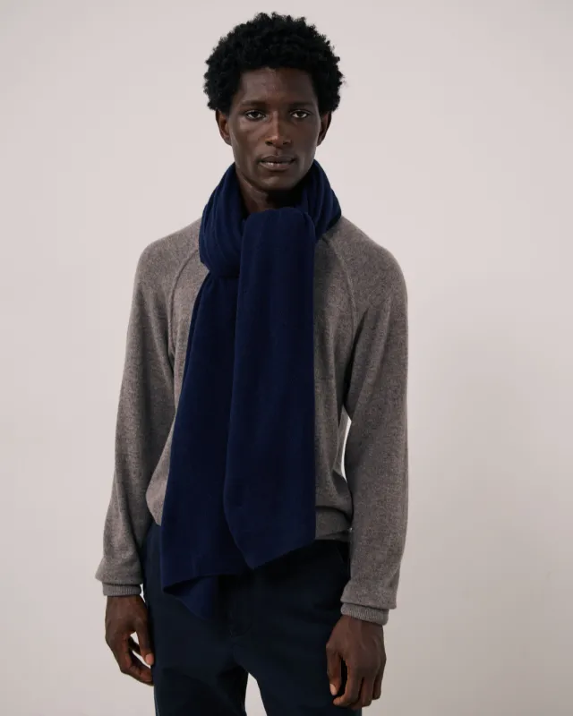 Echarpe Homme en Laine & Cachemire Bleu Marine made by Hartford
