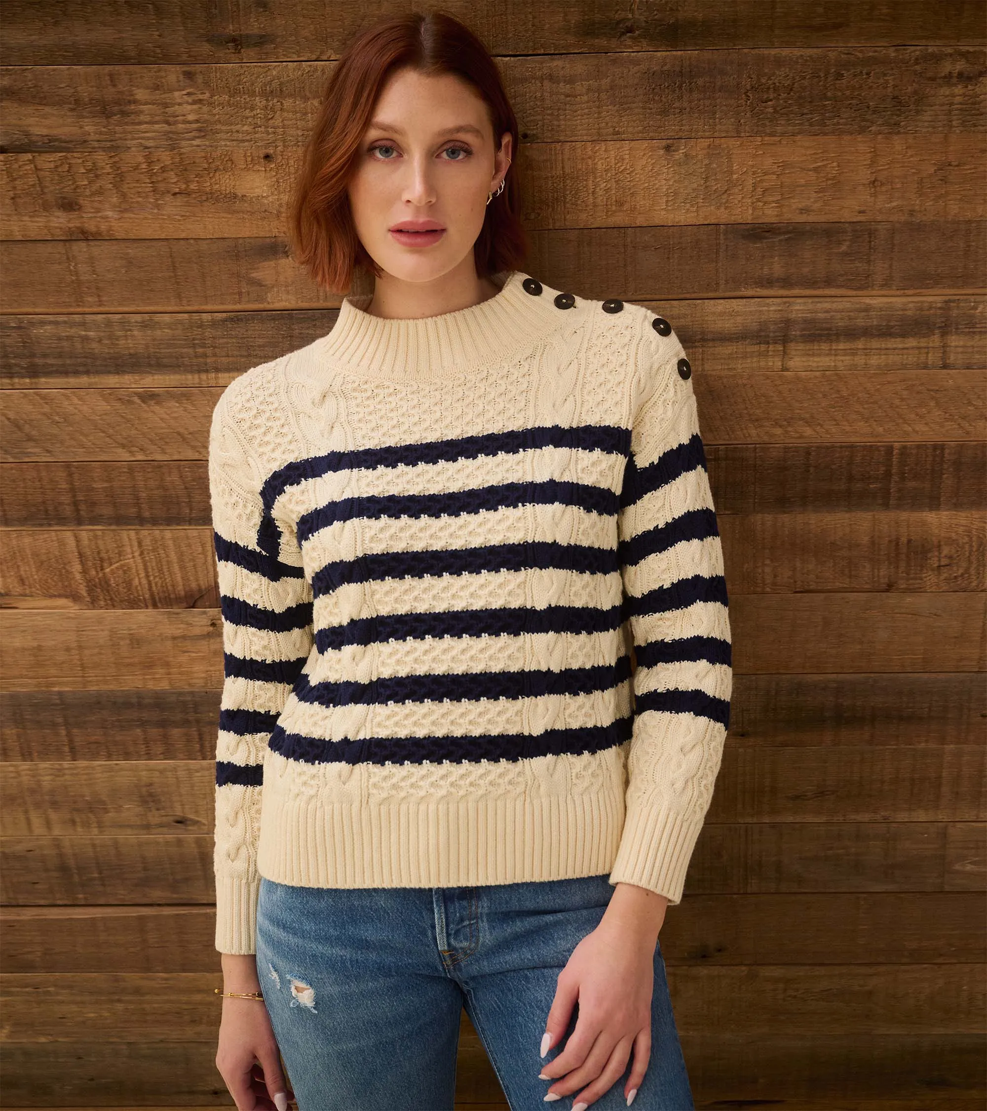 Button Neck Sweater - French Stripe sold by Hatley product image thumbnail 5