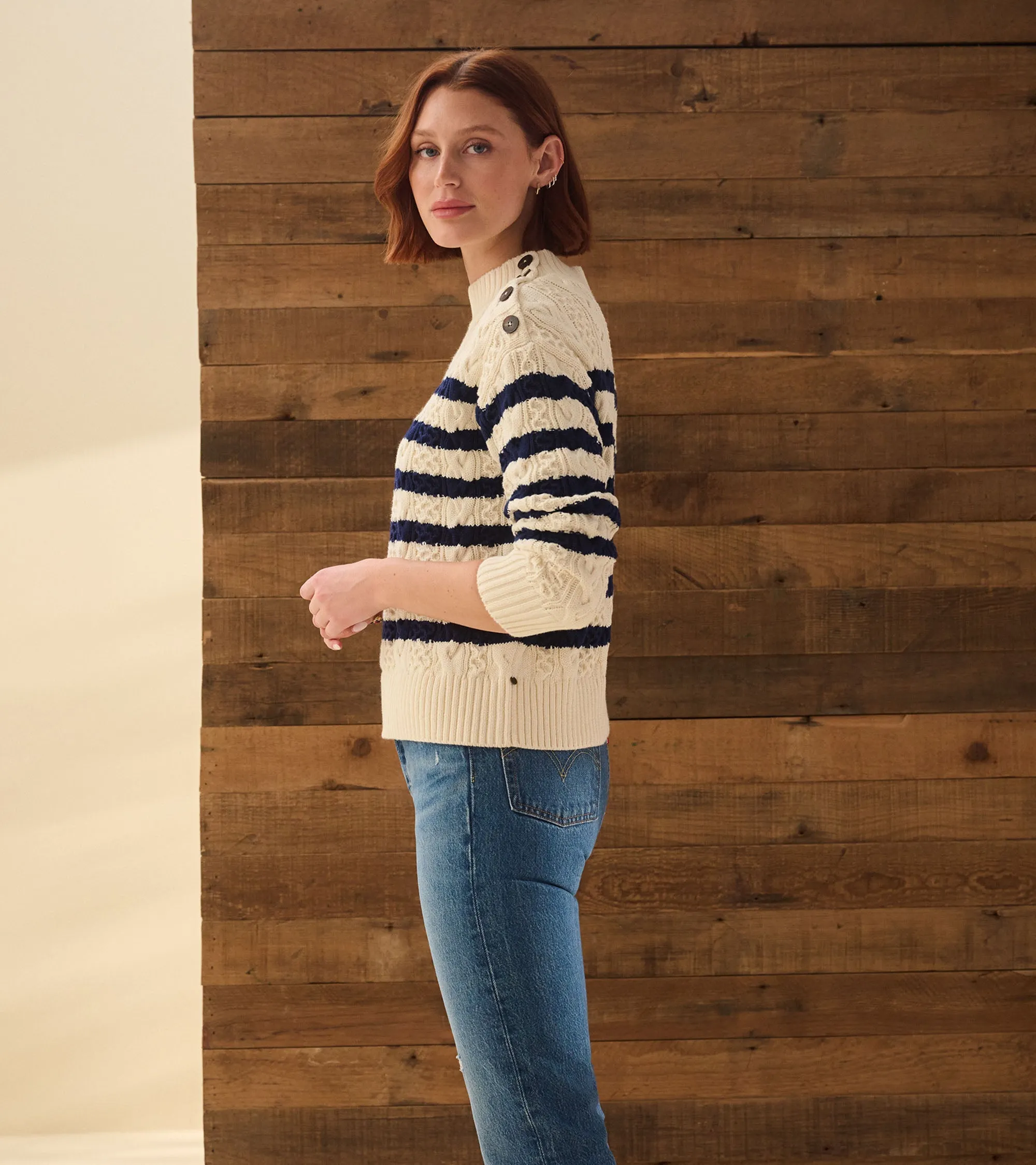 Button Neck Sweater - French Stripe sold by Hatley product image thumbnail 3