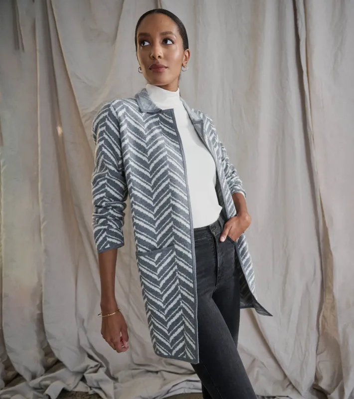 Sweater Blazer - Grey Chevron sold by Hatley