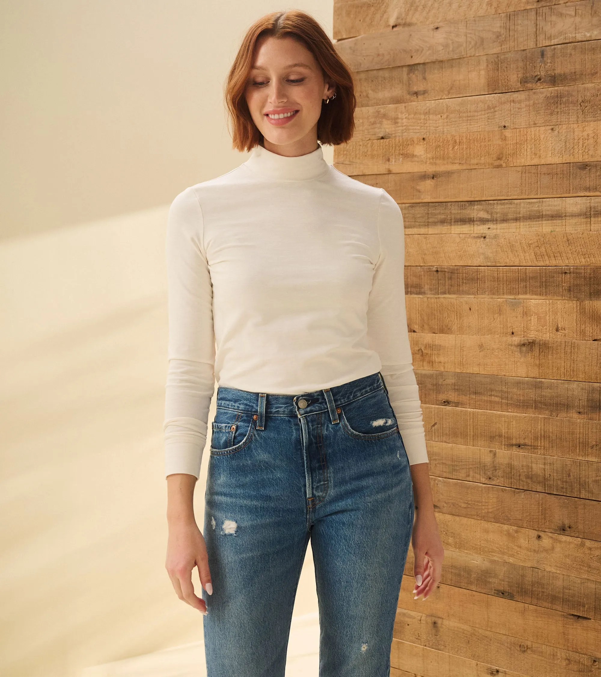 Mock Neck Top - Cream White sold by Hatley