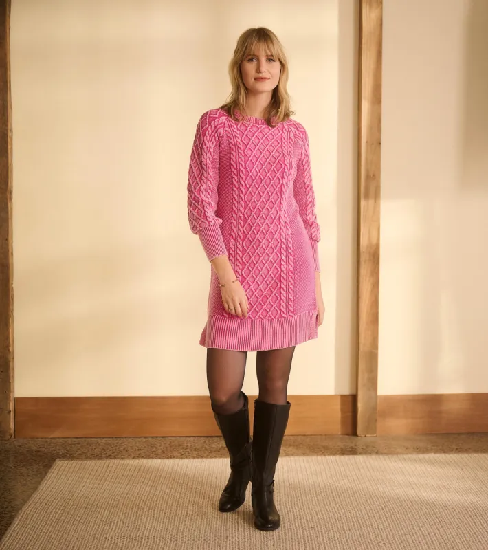 Juliet Cable Knit Dress - Raspberry Pink sold by Hatley