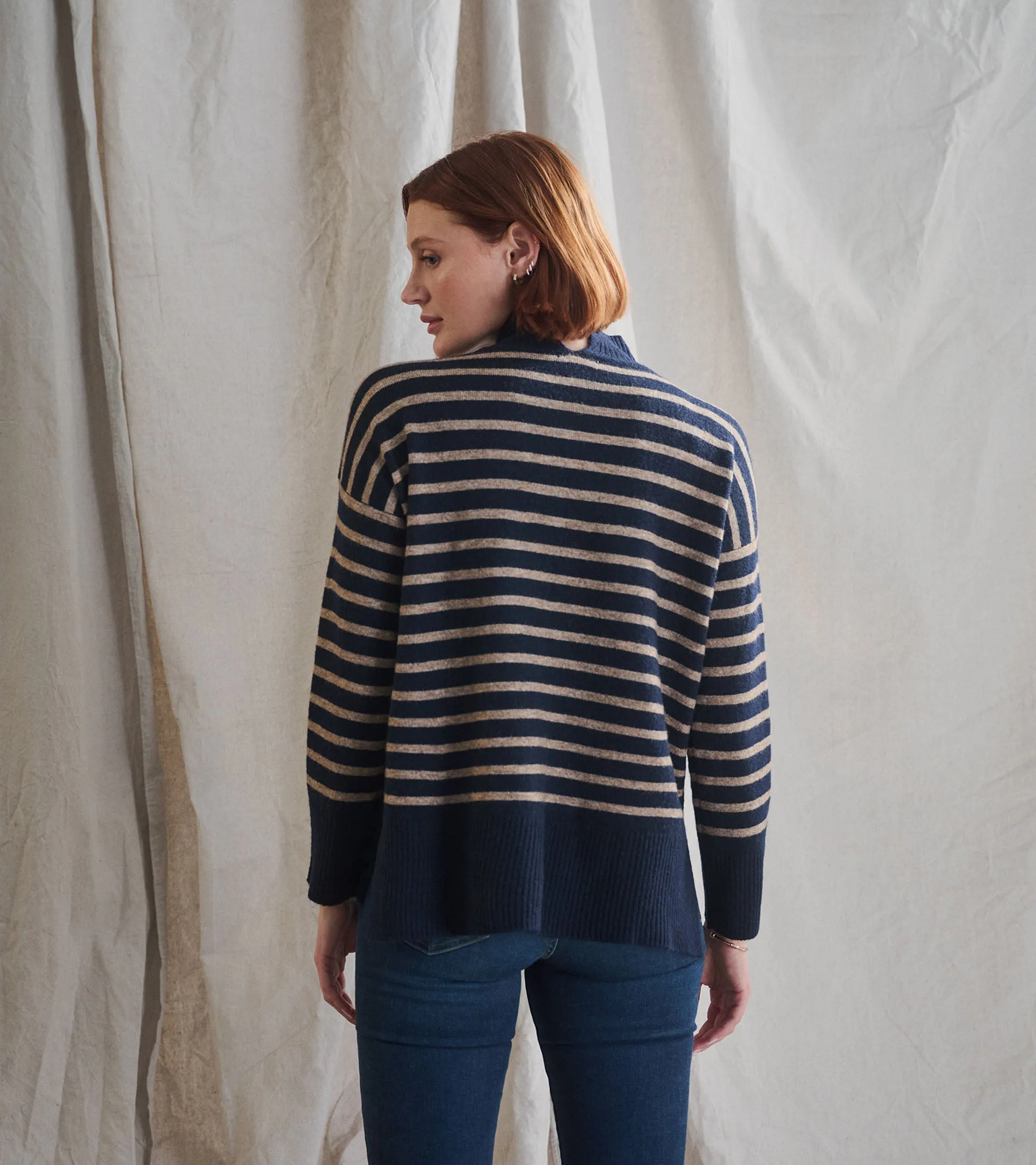 Mock Neck Tunic - Navy Taupe Stripes sold by Hatley product image thumbnail 5
