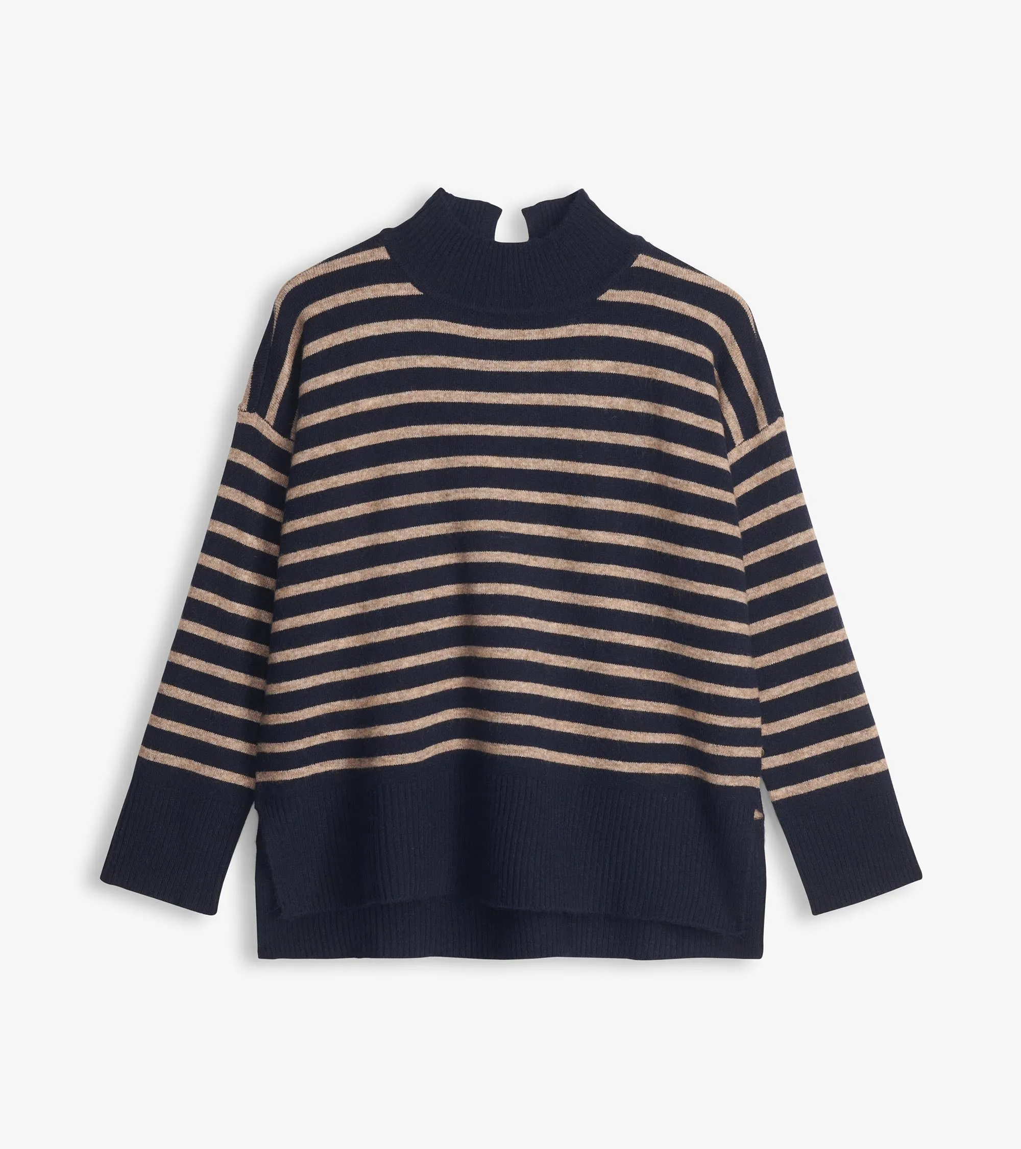 Mock Neck Tunic - Navy Taupe Stripes sold by Hatley product image thumbnail 2