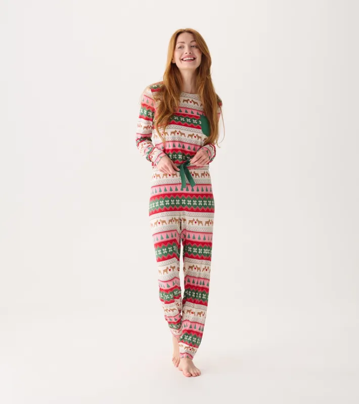 Women's Puppy Hearts Fairisle Bamboo Pajama Set made by Hatley