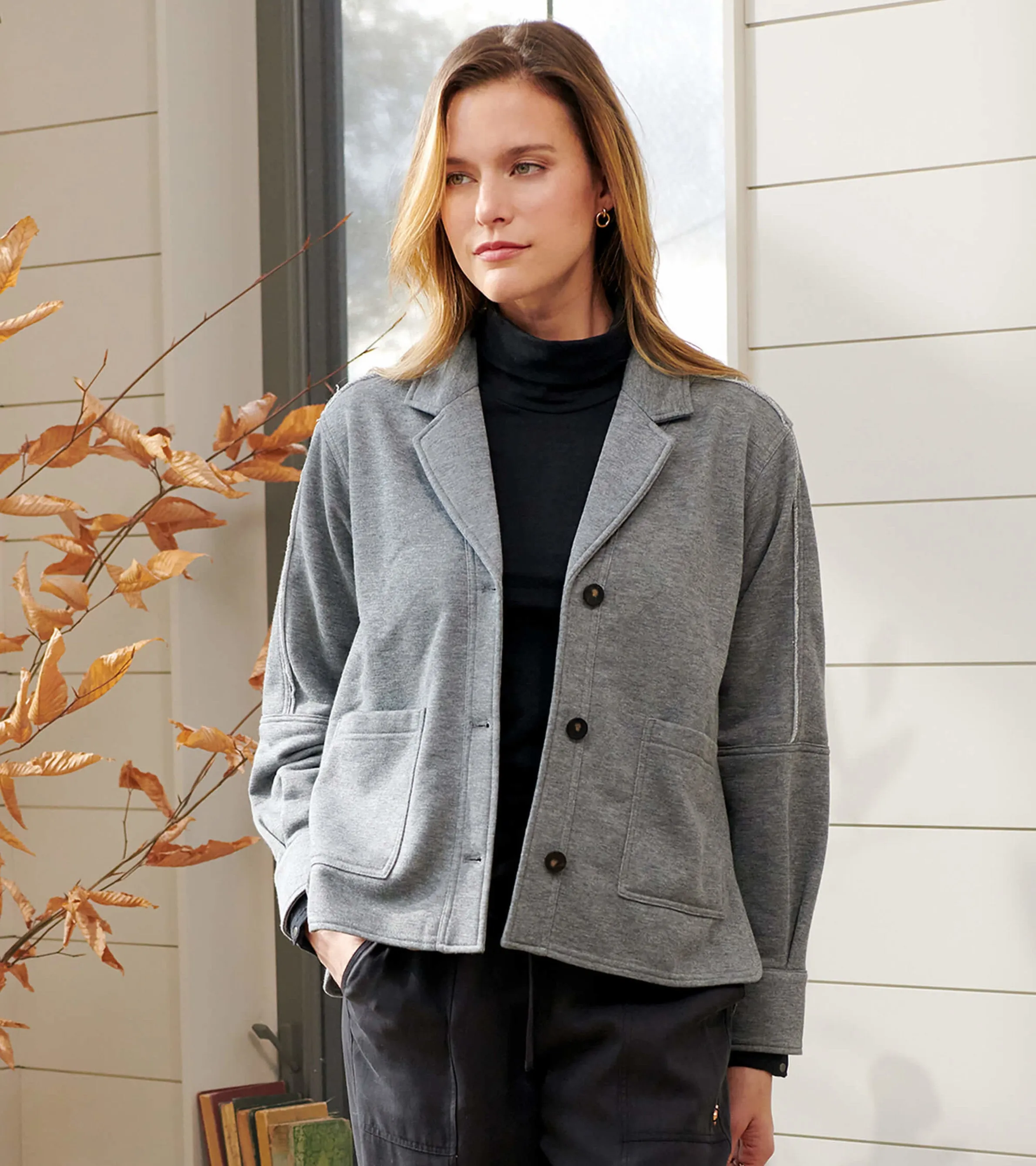 Emily Relaxed Blazer - Charcoal Melange sold by Hatley