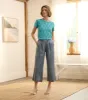 Cropped Wide Leg Pants - Blue Acid Rinse sold by Hatley