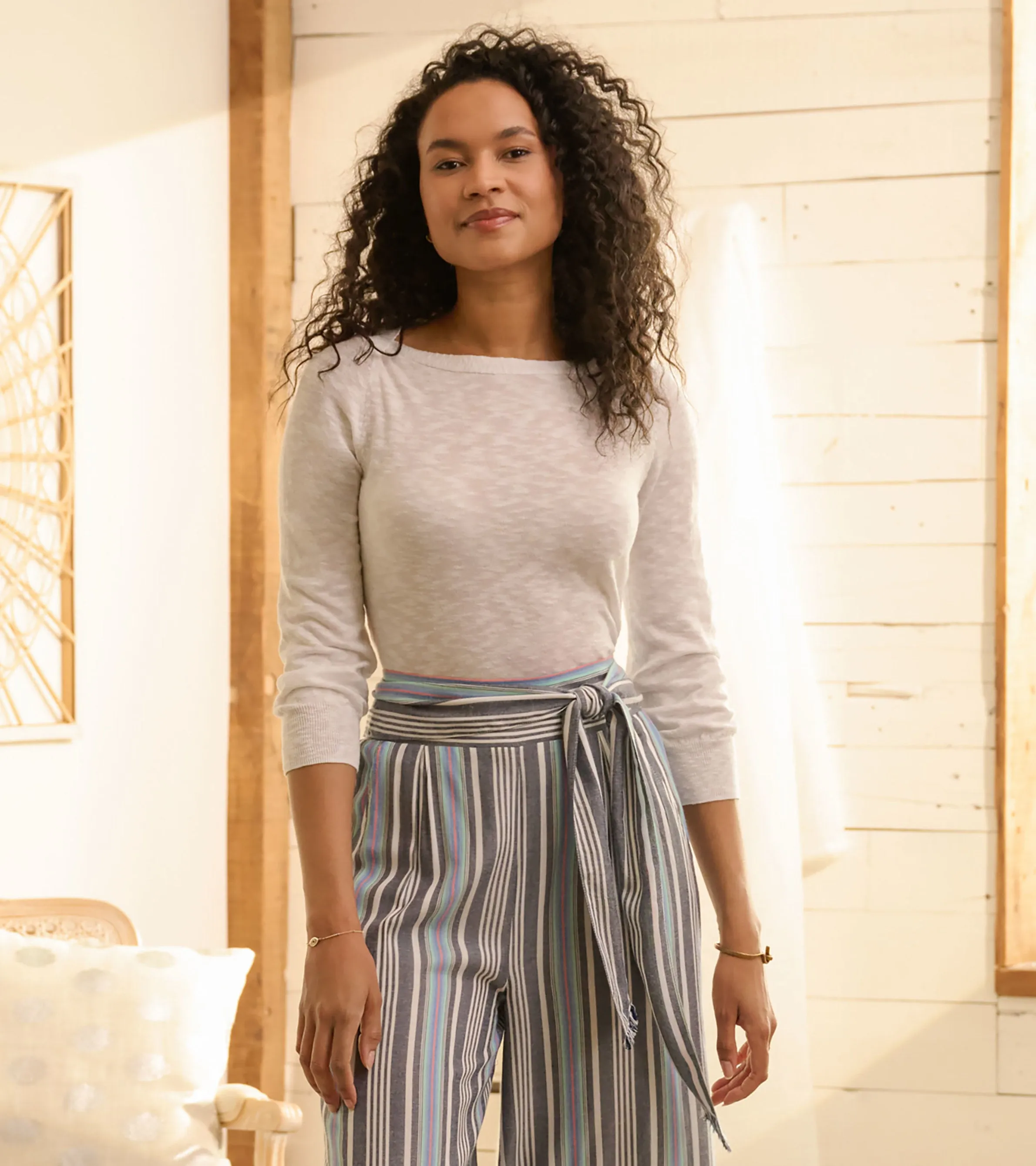 3/4 Sleeve Knit Breton - White sold by Hatley