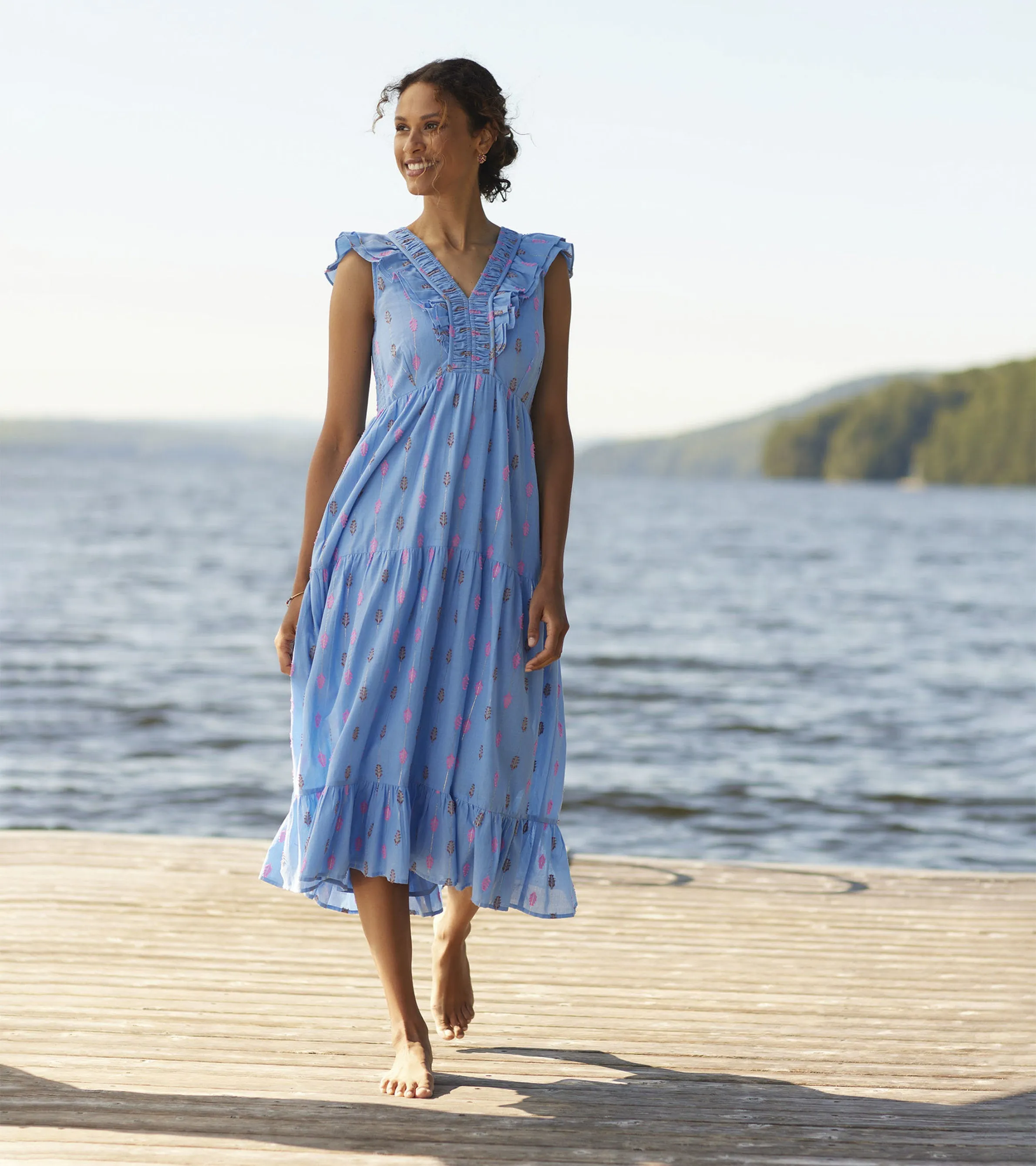 Aria Midi Dress - Rainbow Feather Dobby sold by Hatley product image thumbnail 4