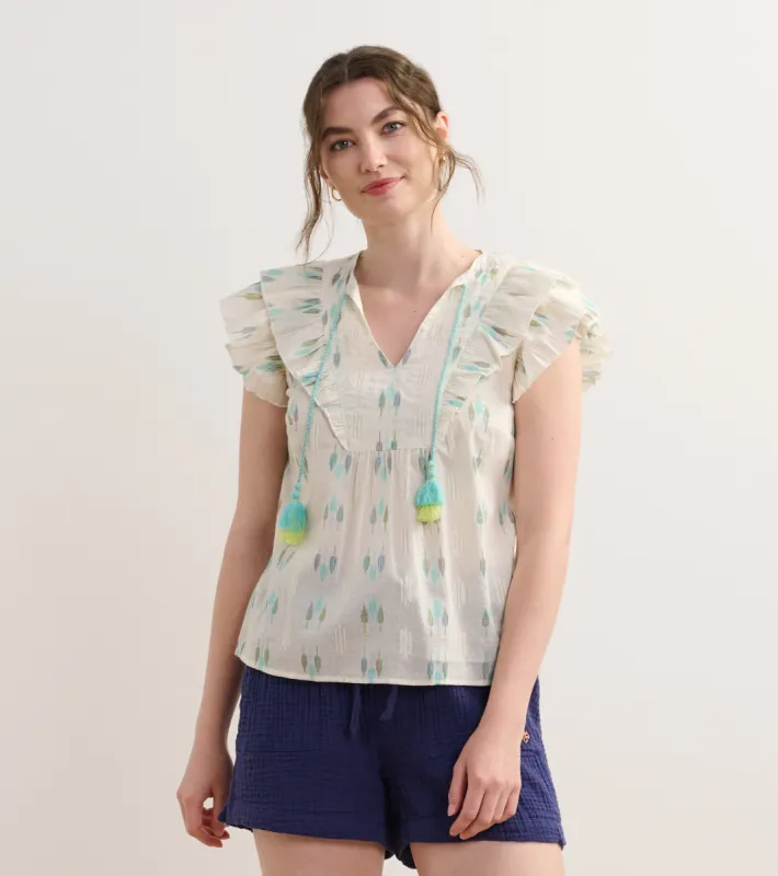 Alexa Popover - Blue Feather Ikat sold by Hatley