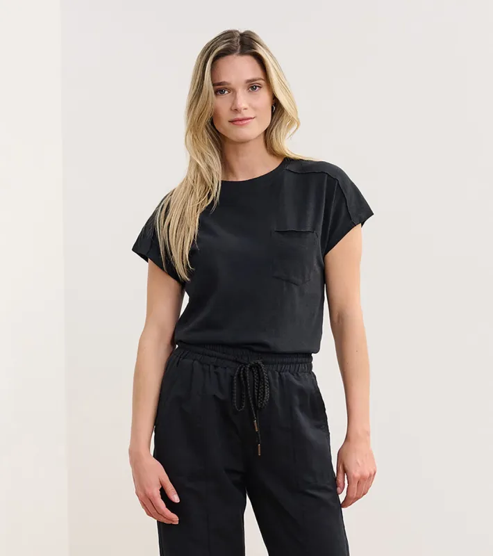 Slouchy Pocket Tee - Black sold by Hatley