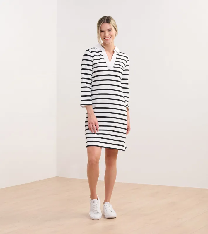 Taylor Dress - Black and White Stripes sold by Hatley