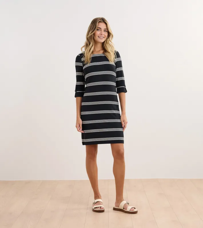 Lucy Dress - Black and White Stripes sold by Hatley