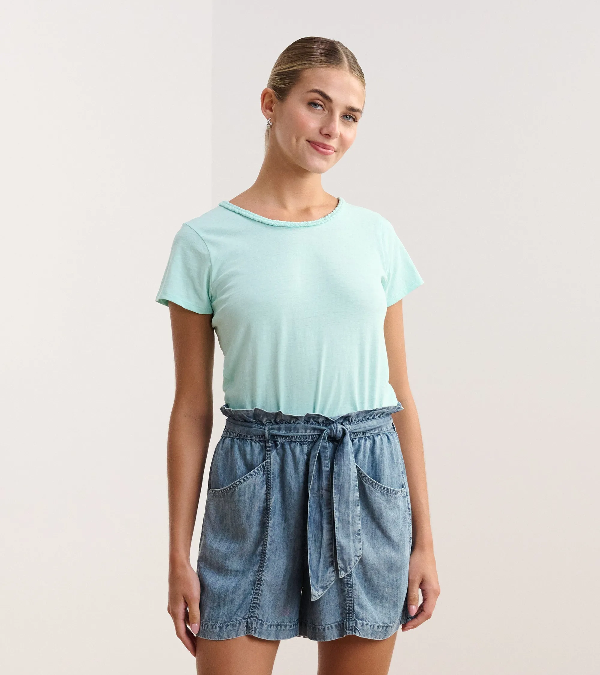 Braided Neck Tee - Aruba Blue sold by Hatley