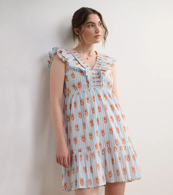 Zoe Ruffle Sleeve Dress - Floral Stripes sold by Hatley