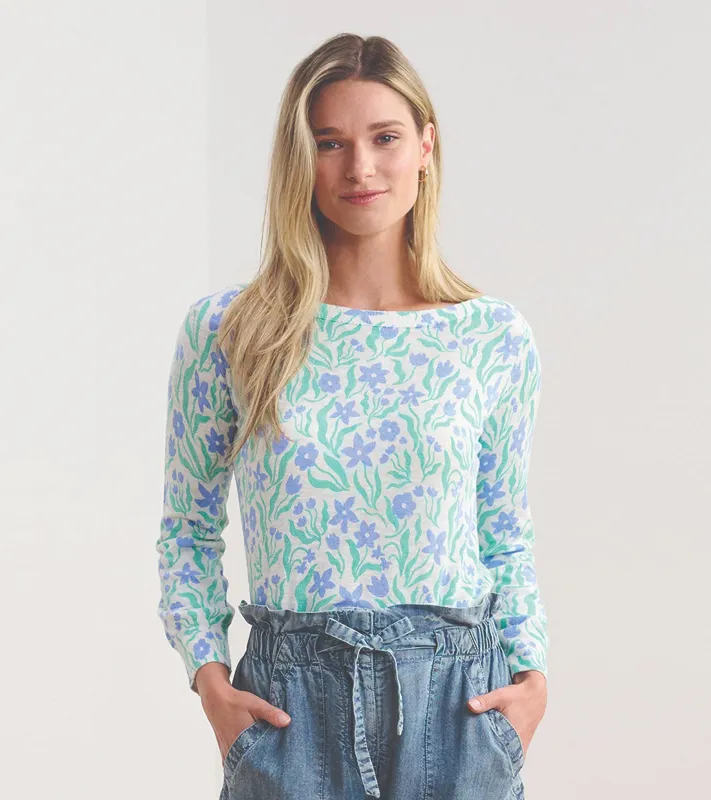 3/4 Sleeve Knit Breton - Painted Flowers sold by Hatley
