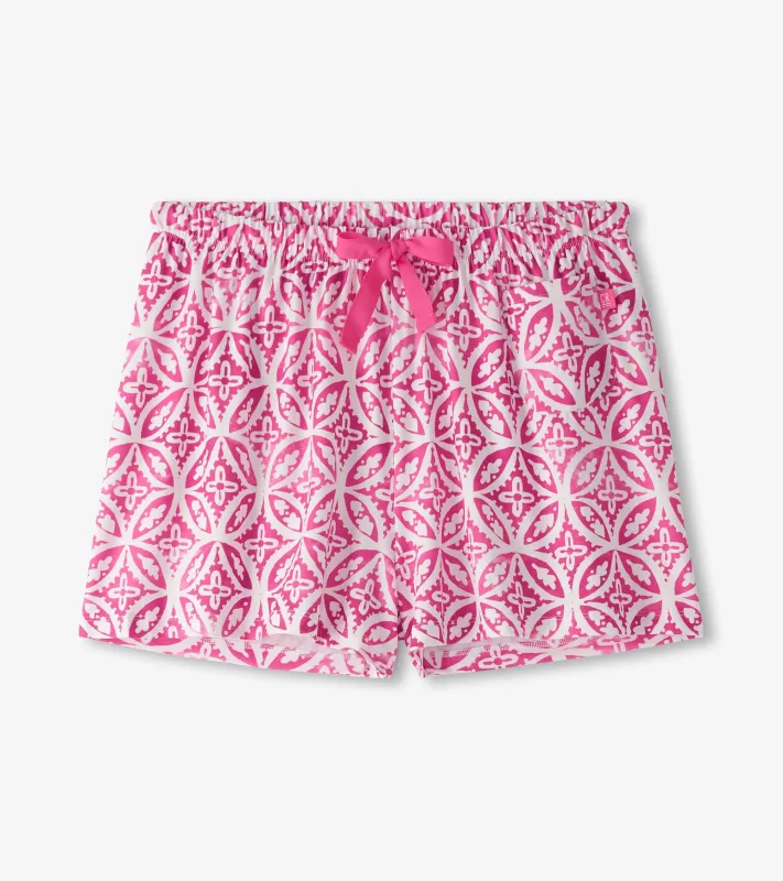 Women's Pink Lotus Pajama Shorts sold by Hatley