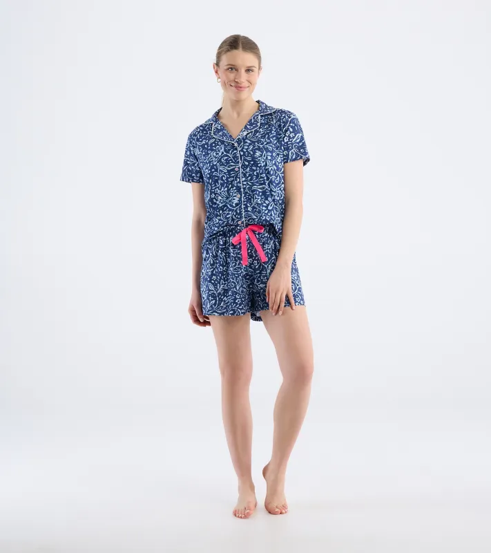 Women's Batik Flowers Short Pajama Set sold by Hatley