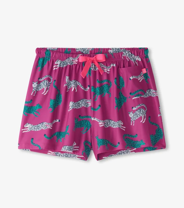 Women's Cheetah Polyknit Pajama Shorts sold by Hatley