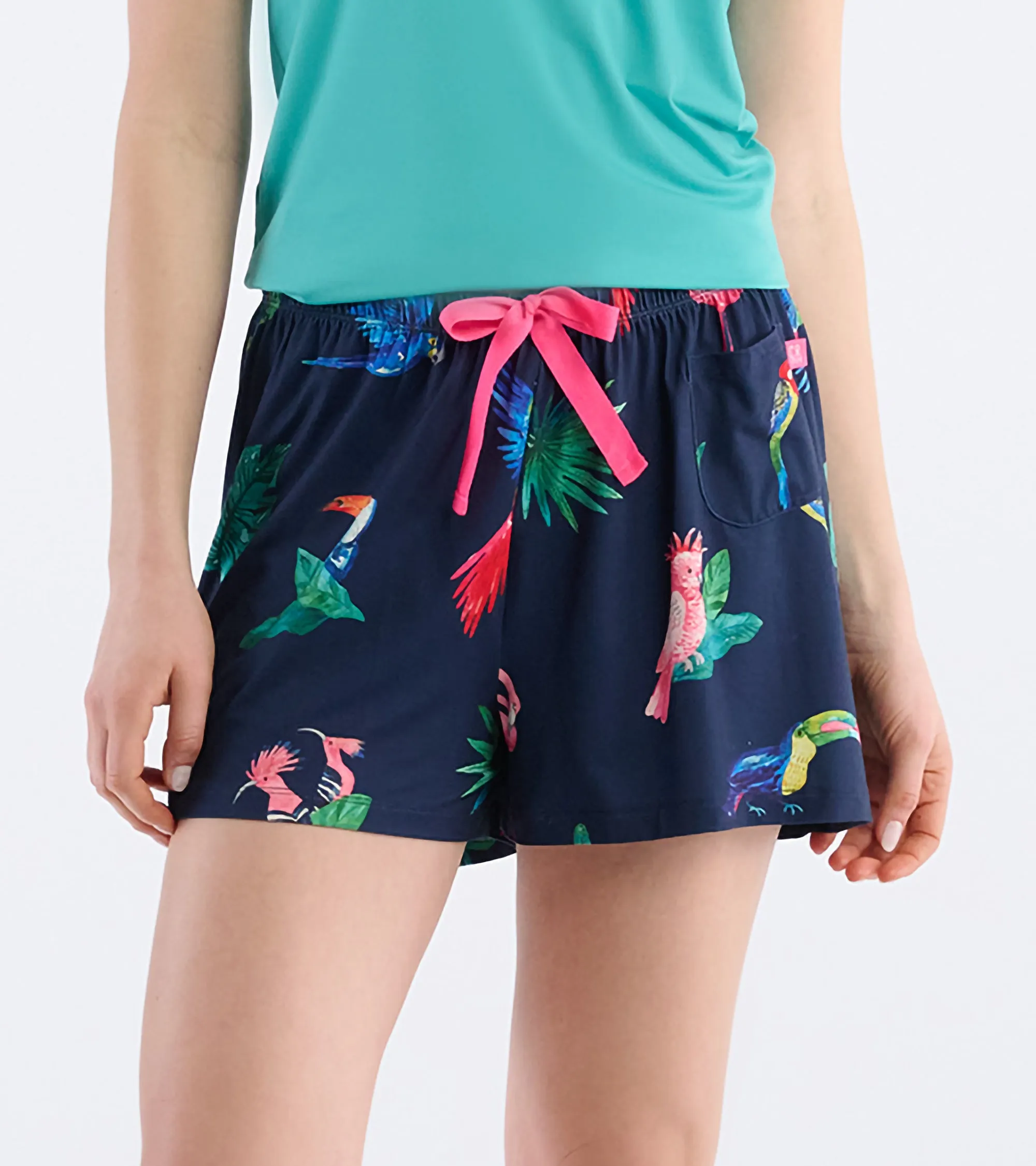 Women's Tropical Birds Polyknit Pajama Shorts sold by Hatley