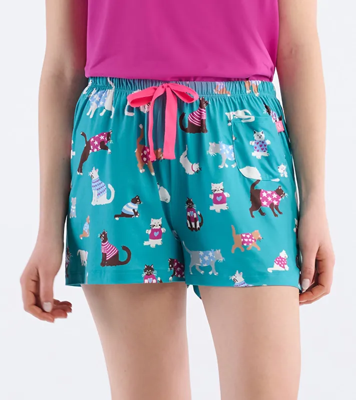Women's Cute Cats Polyknit Pajama Shorts sold by Hatley