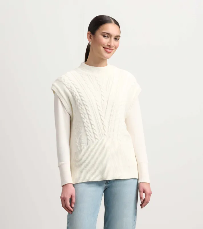 Cable Sweater Vest - Cream sold by Hatley