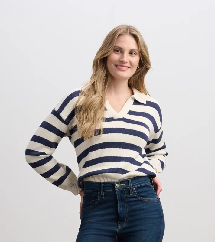 Johnny Collar Sweater - Nautical Stripes sold by Hatley