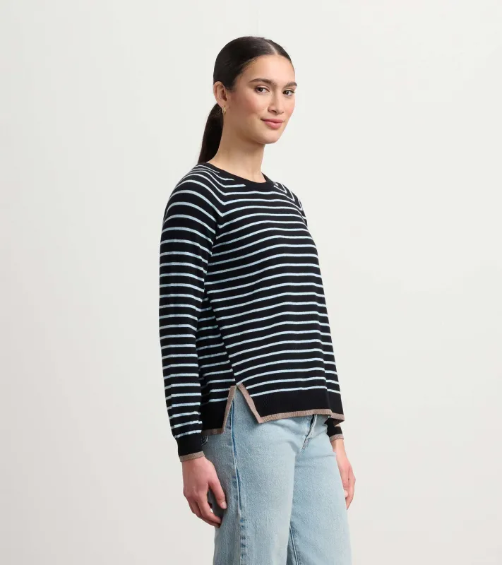 Olivia Sweater - Black Denim Stripes sold by Hatley