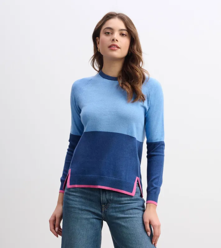 Olivia Sweater - Blue Color Block sold by Hatley