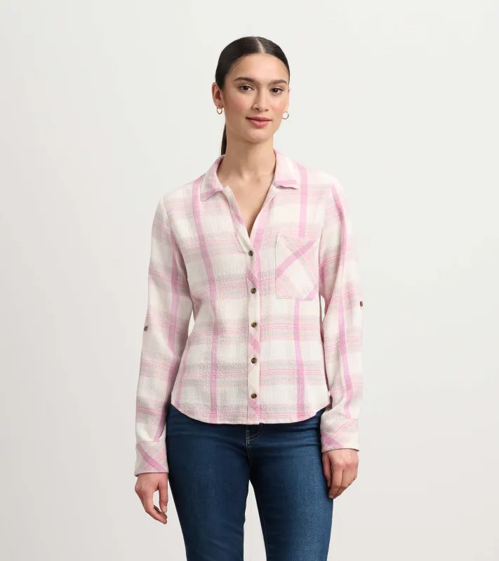 Lila Button Down - Pink Plaid sold by Hatley