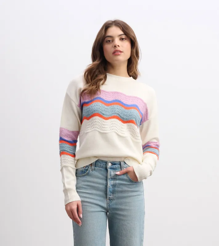 Pointelle Wave Sweater - Summer Sky Ripple sold by Hatley