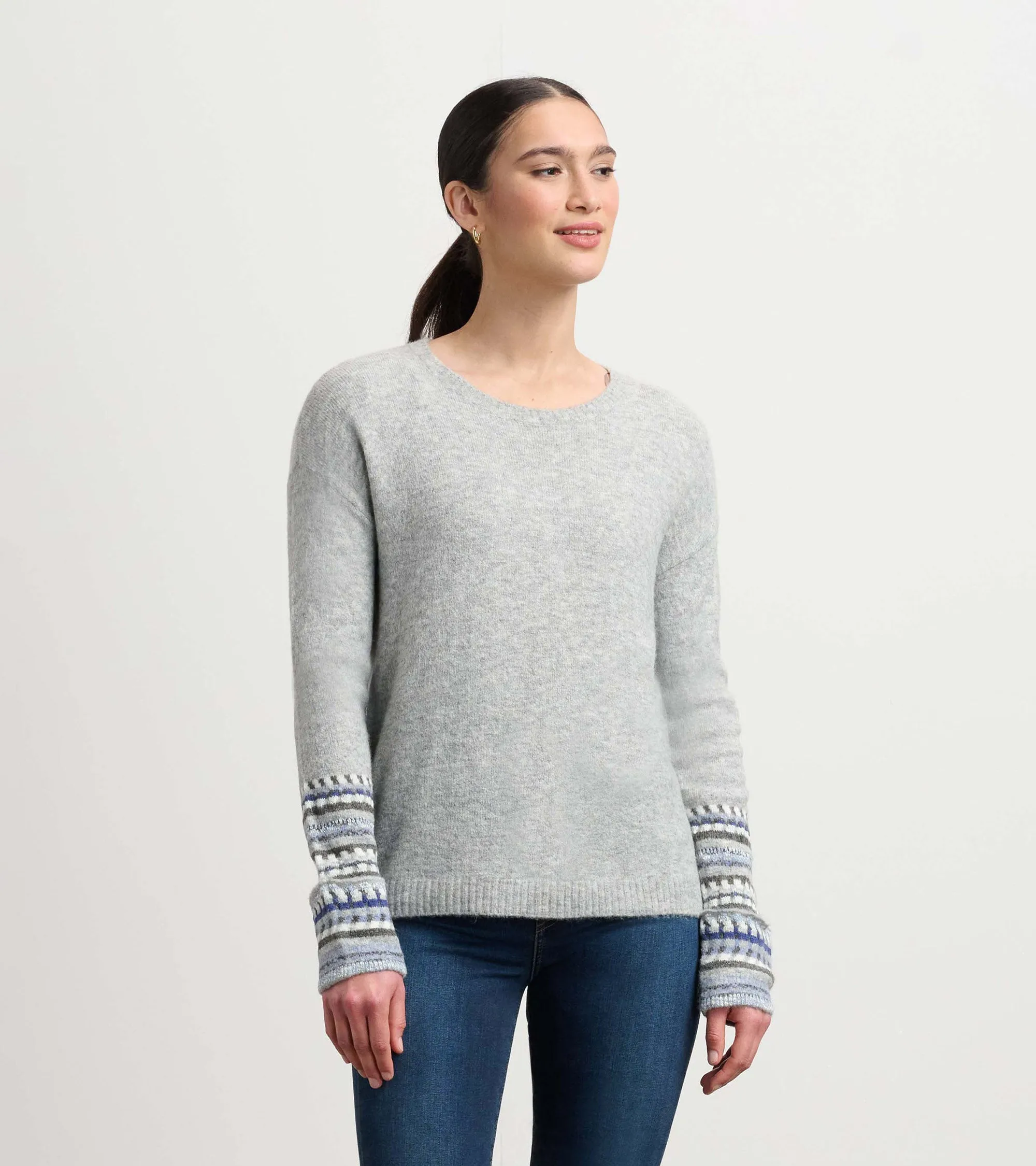 Jacquard Cuff Sweater - Grey Melange sold by Hatley