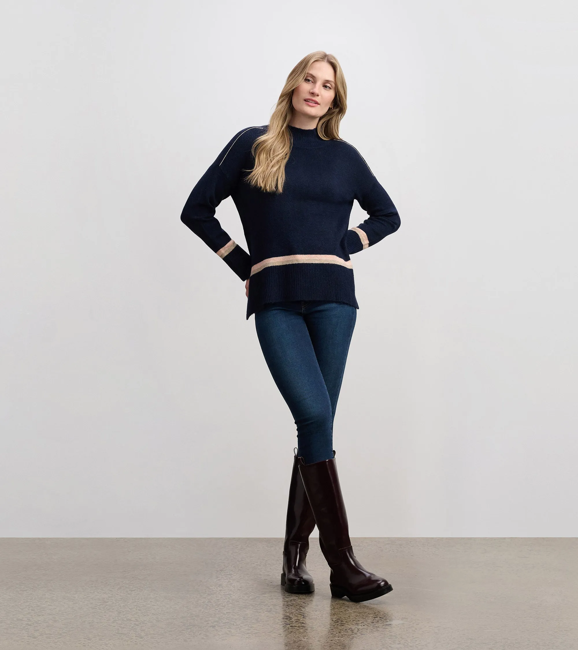 Mock Neck Sweater - Navy Stripe sold by Hatley product image thumbnail 5